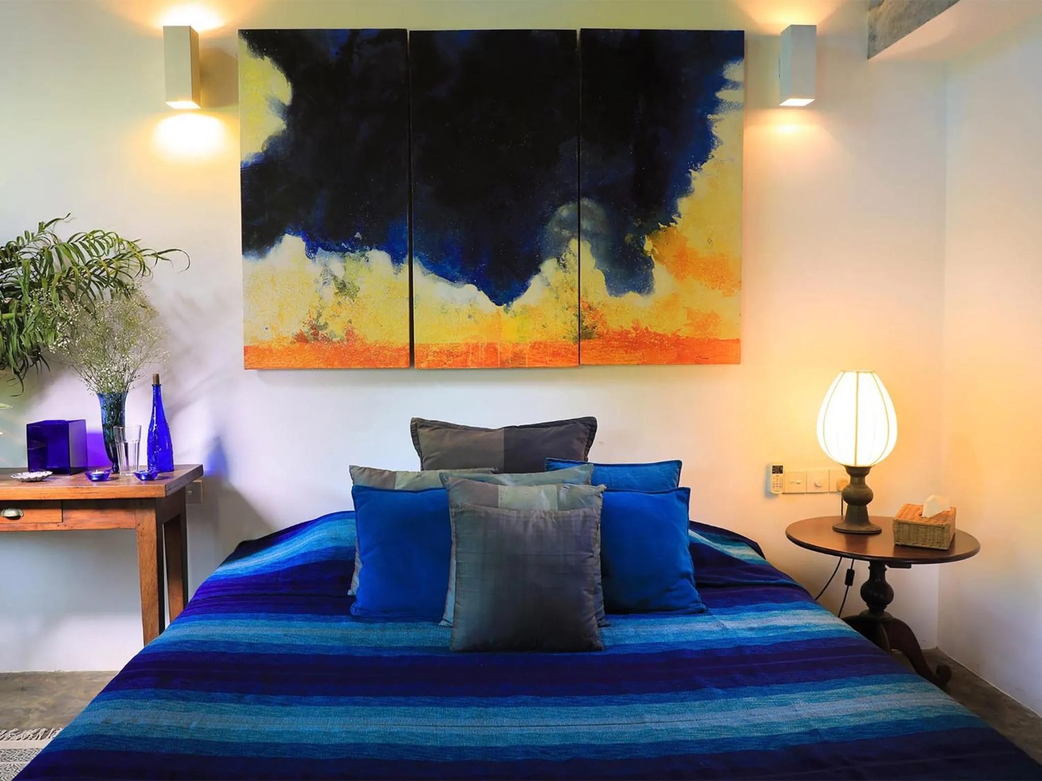 Bed in Saffron & Blue