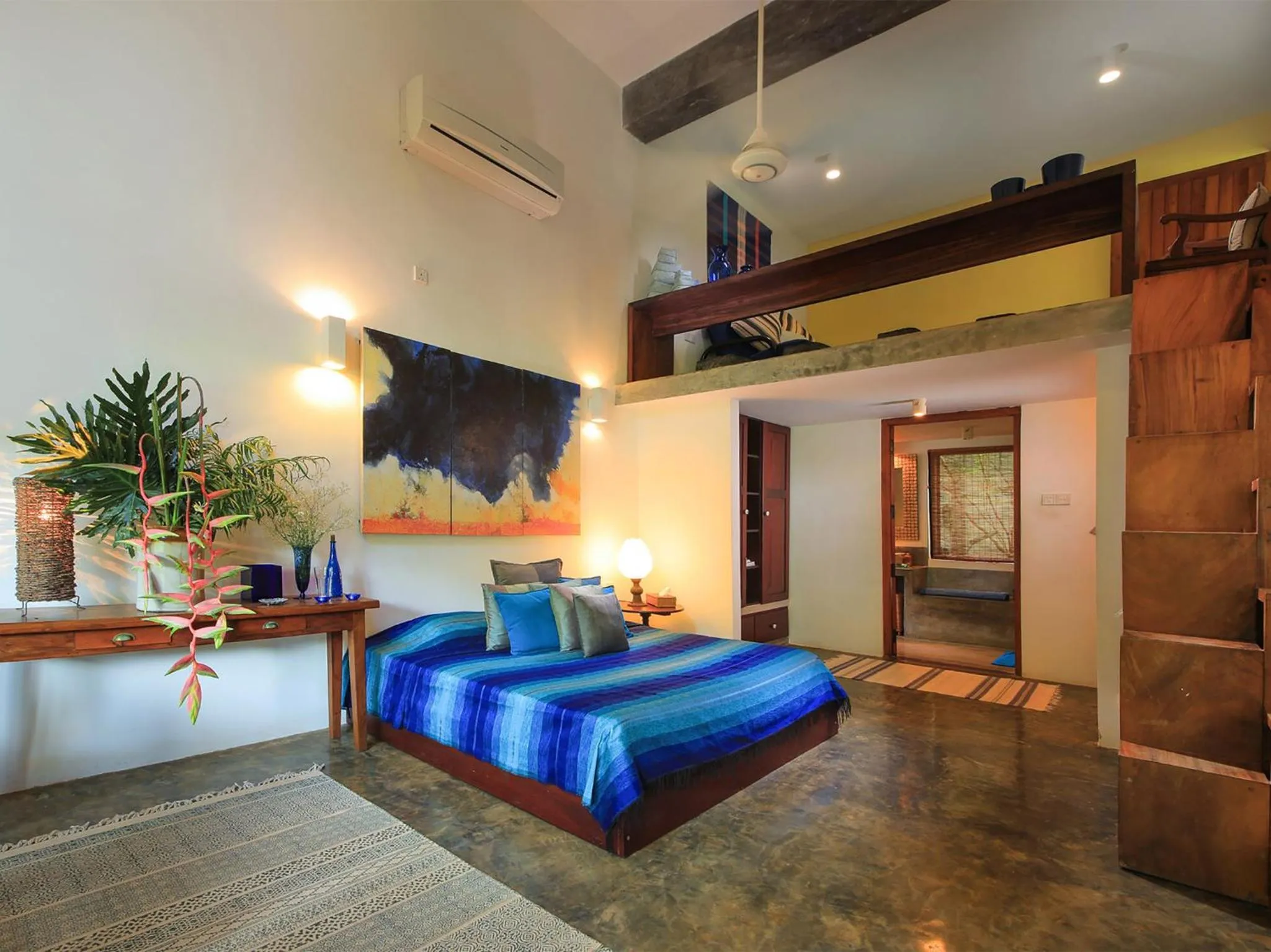 Bed in Saffron & Blue