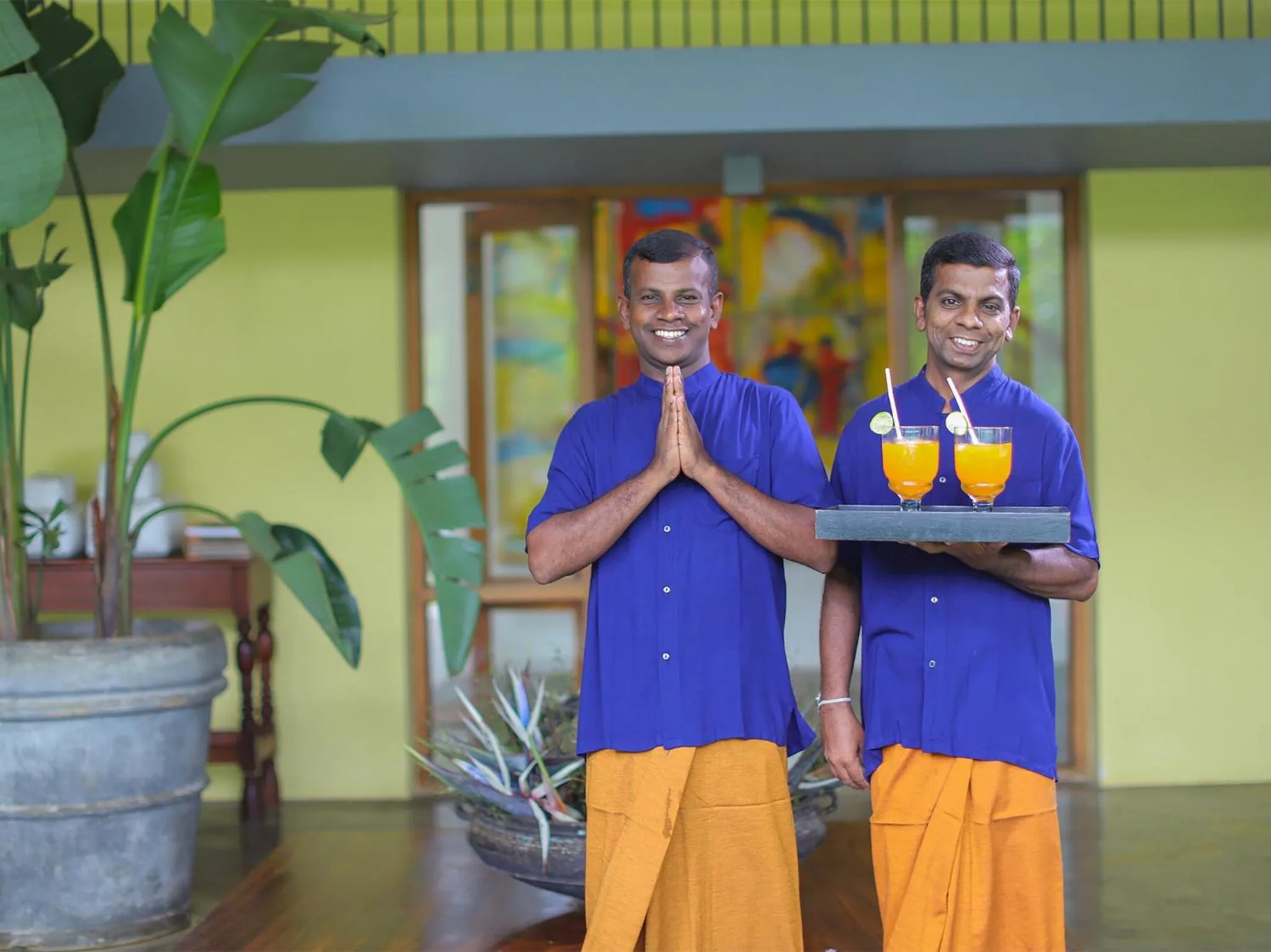 Staff in Saffron & Blue
