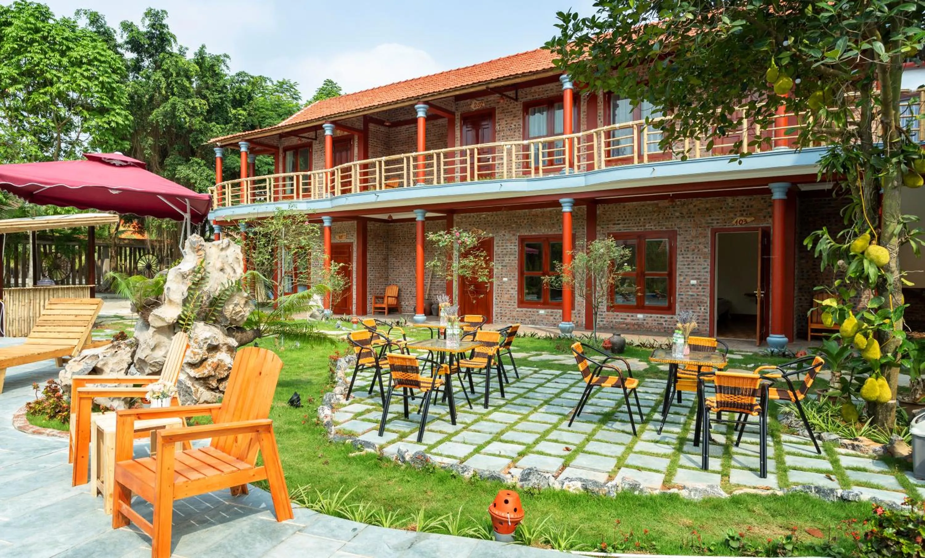 Patio in Tam Coc Lavender Homestay -Authentic Ninh Binh Experiences