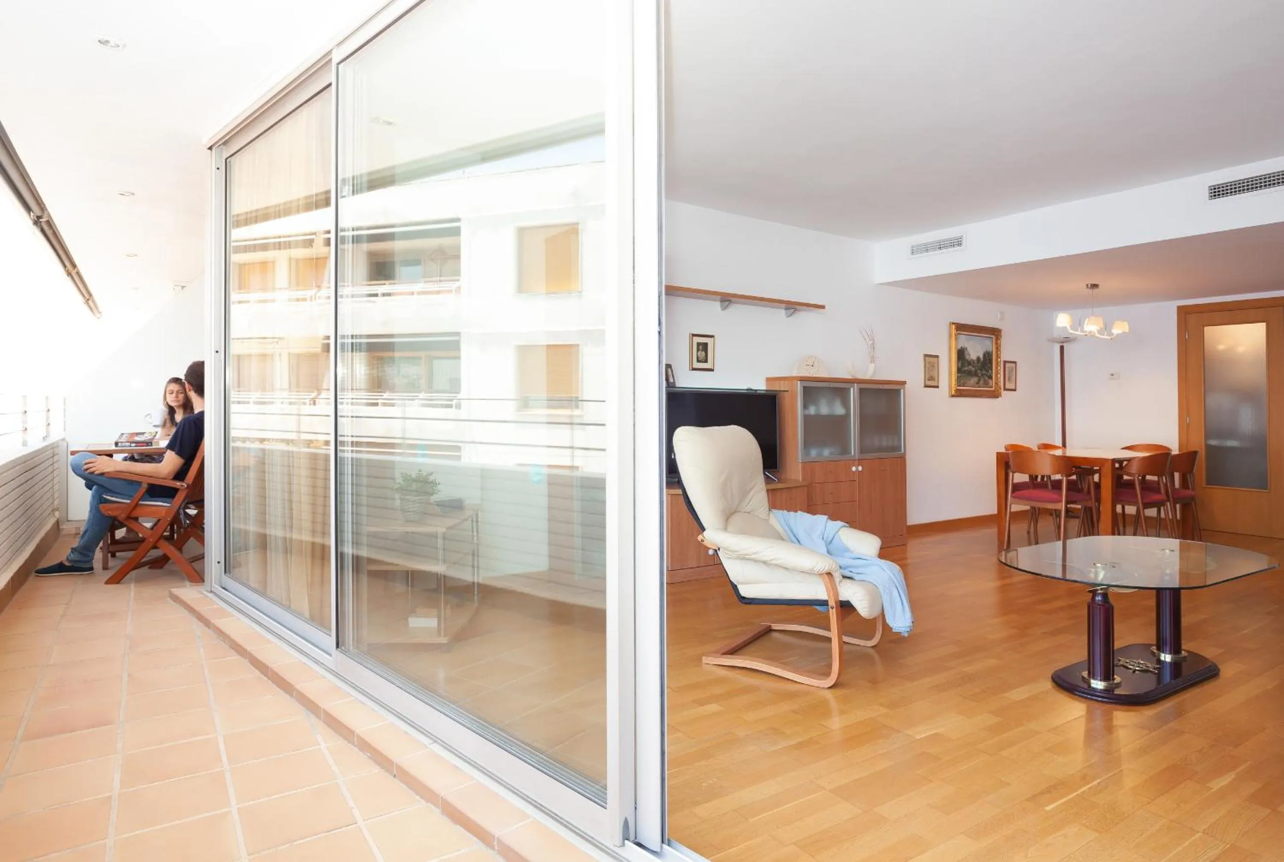 Balcony/Terrace in Lets Holidays Excellent apartment next beach 6