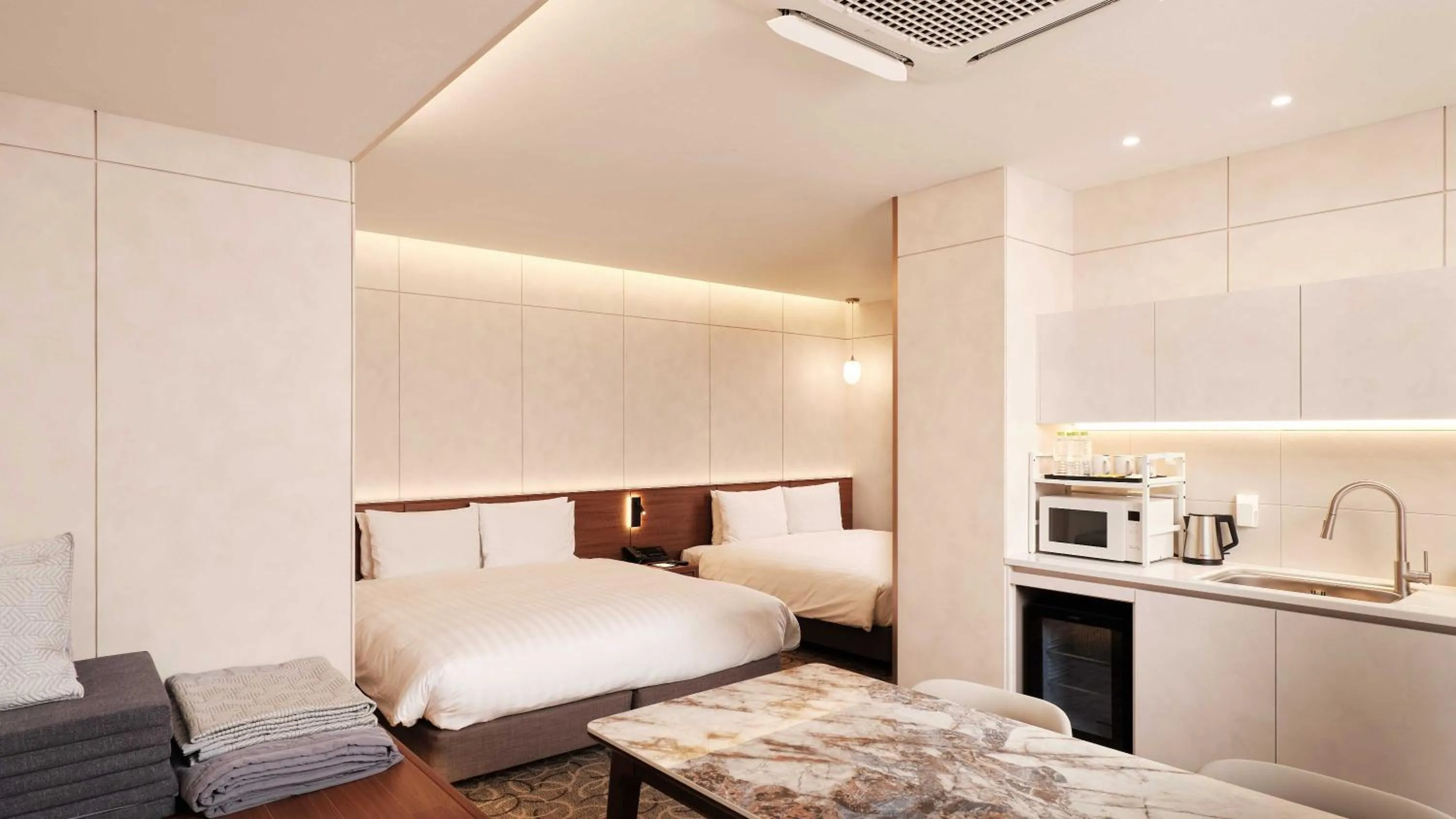 Bed in New Seoul Hotel Myeongdong