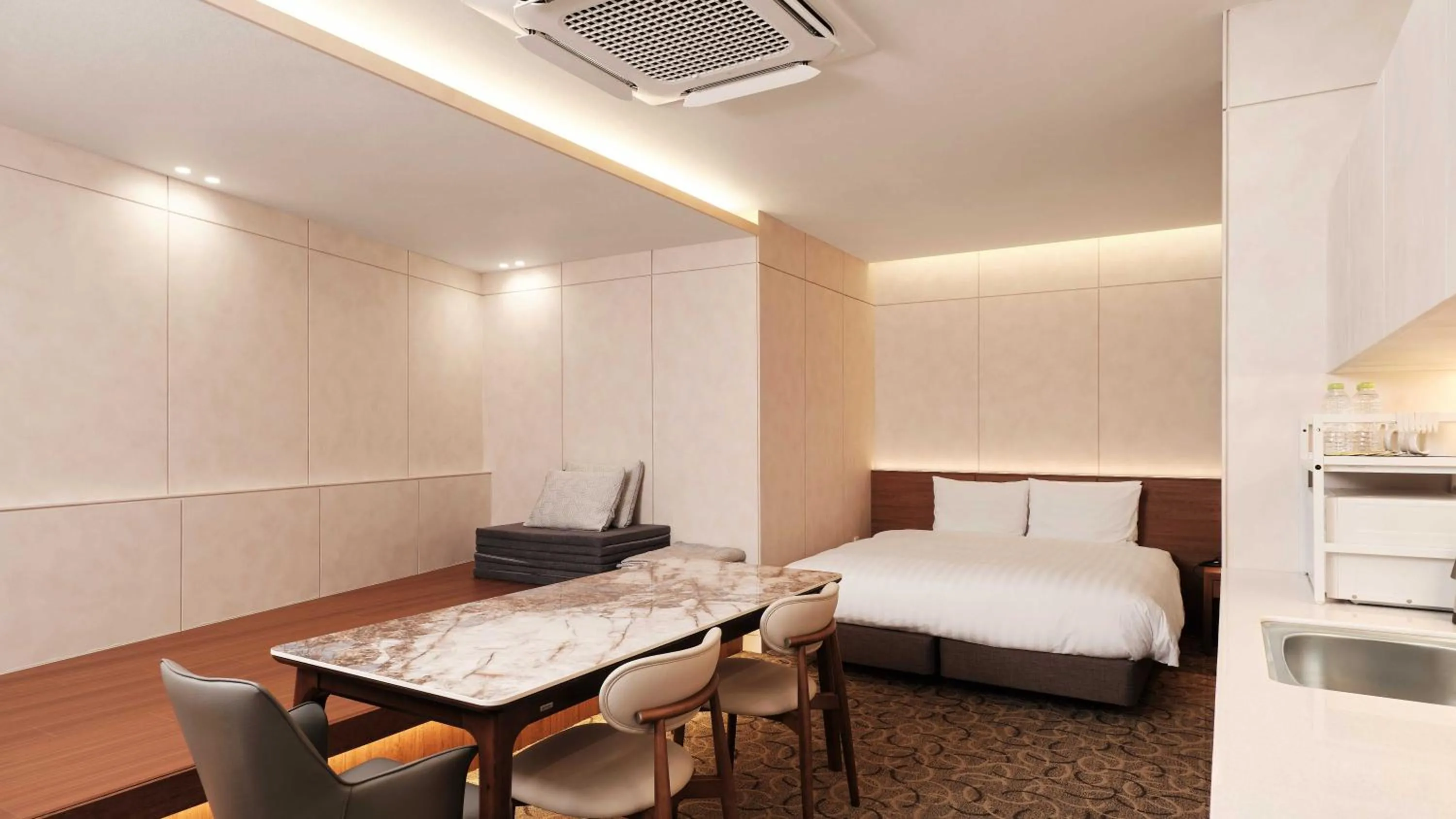 Bed in New Seoul Hotel Myeongdong