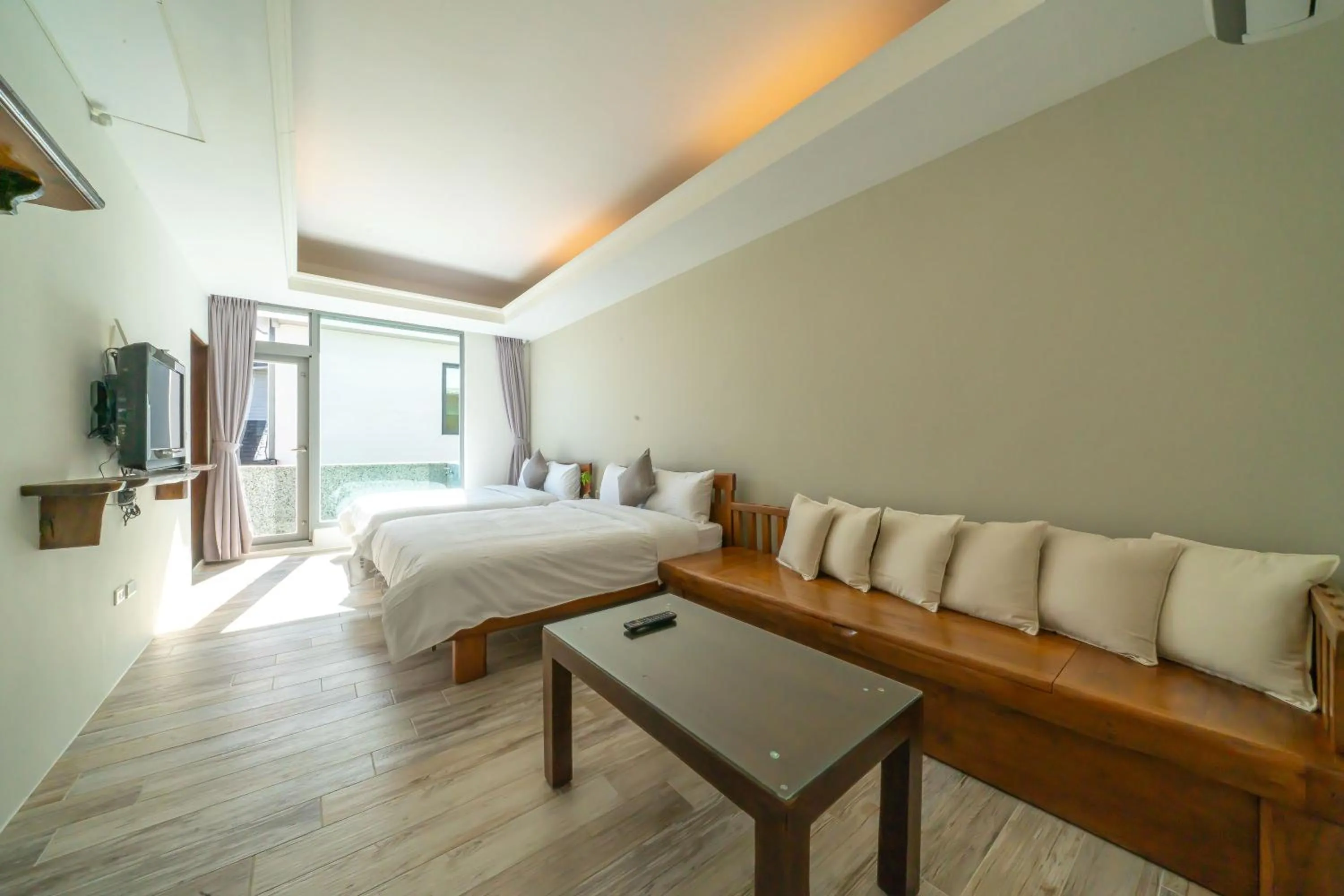 Bed in 美麗晨曦民宿-附停車位 近慈濟