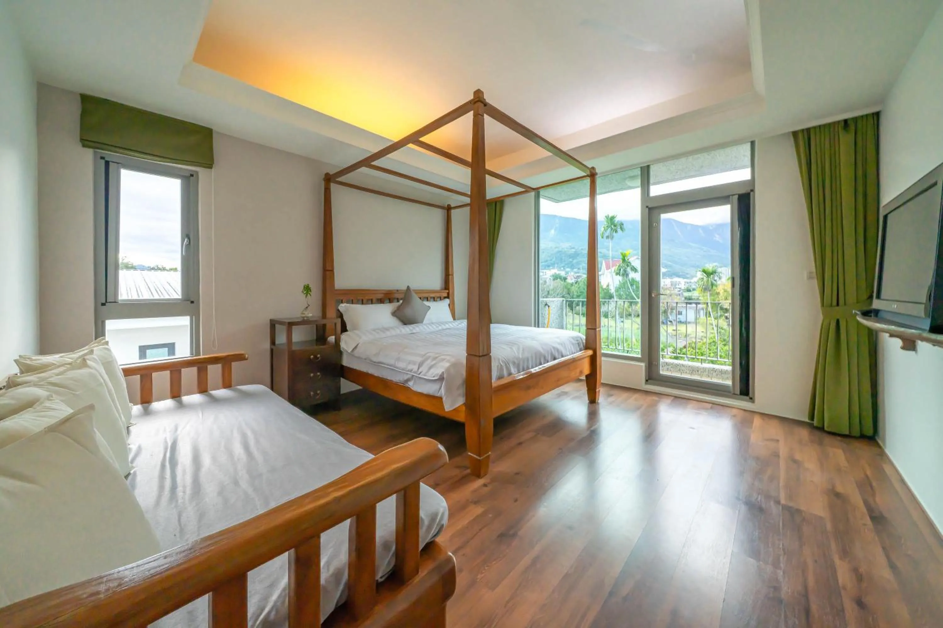 Bed in 美麗晨曦民宿-附停車位 近慈濟