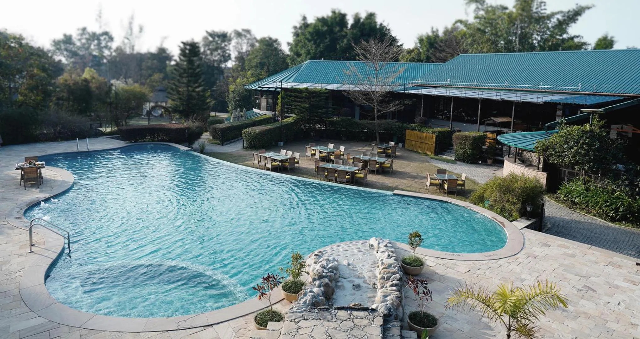 Pool view in Aahana Resort - Jim Corbett