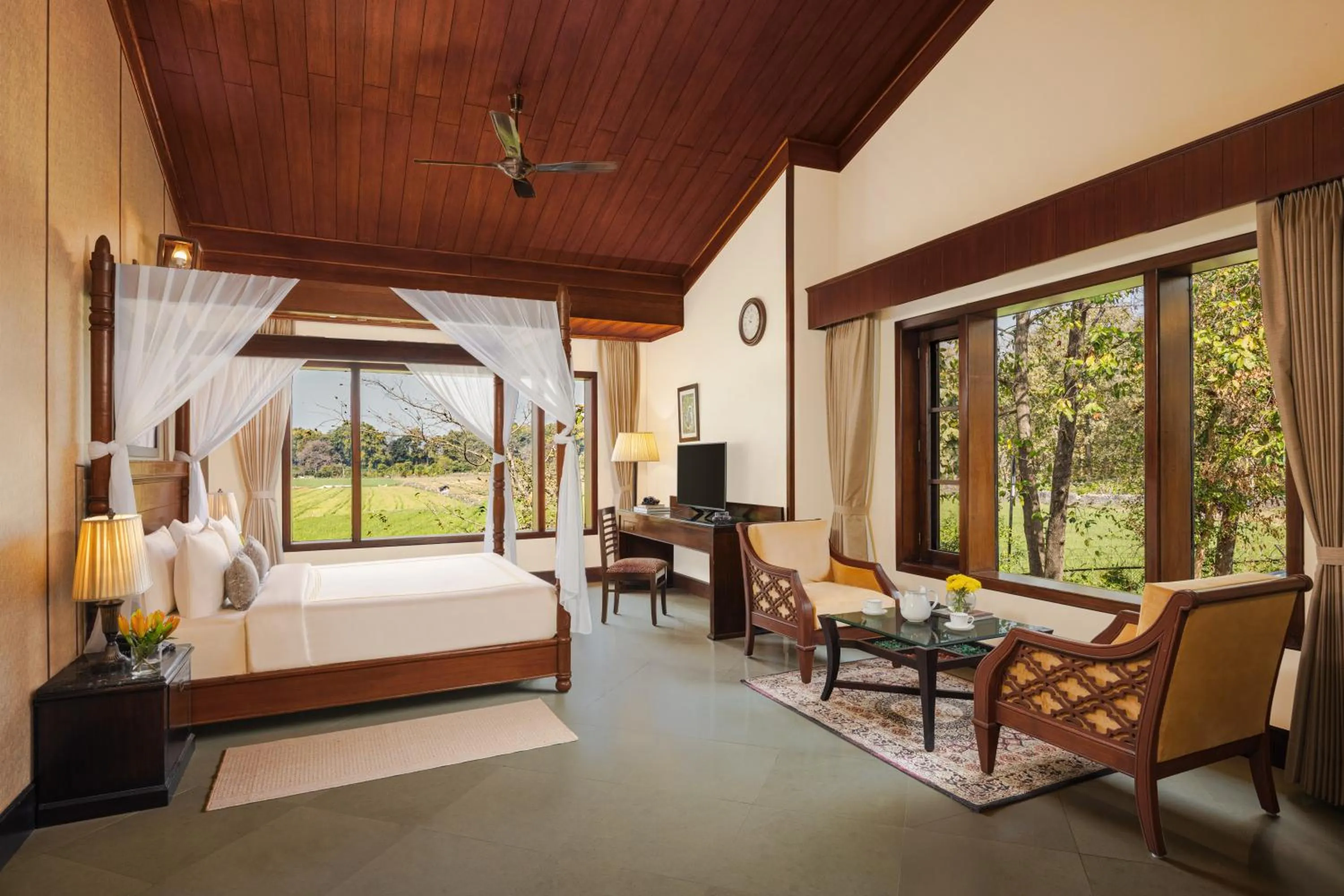 Living room, Bed in Aahana Resort - Jim Corbett