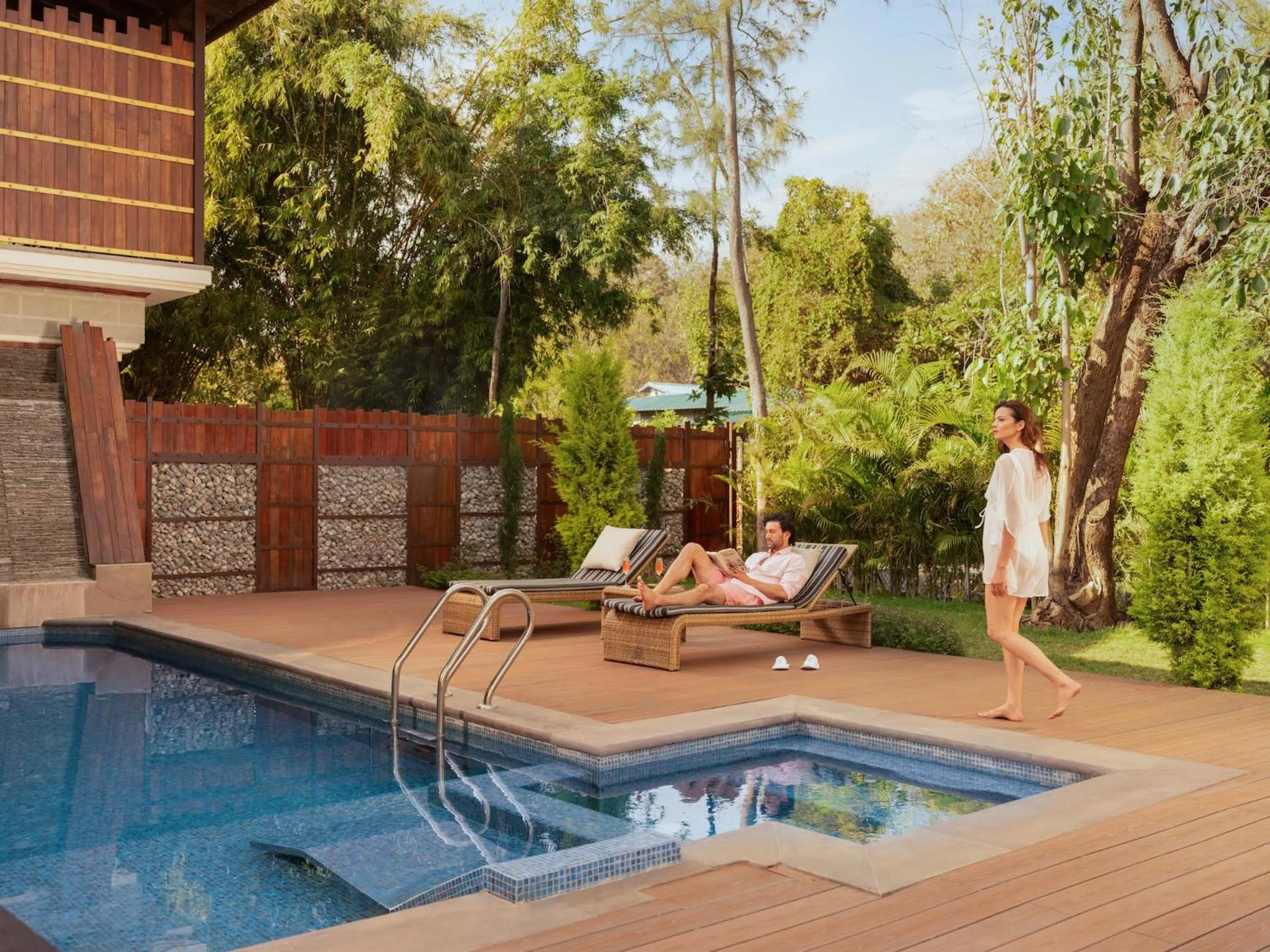 Pool view in Aahana Resort - Jim Corbett