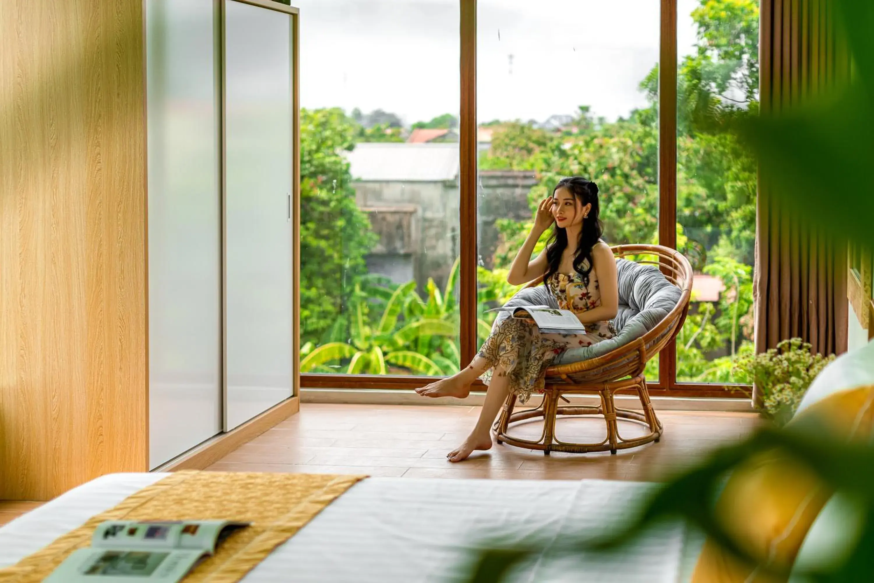 Triple Room with Mountain View in Trang An Ao Dai Homestay Triple Room with Mountain View in Trang An Ao Dai Homestay
