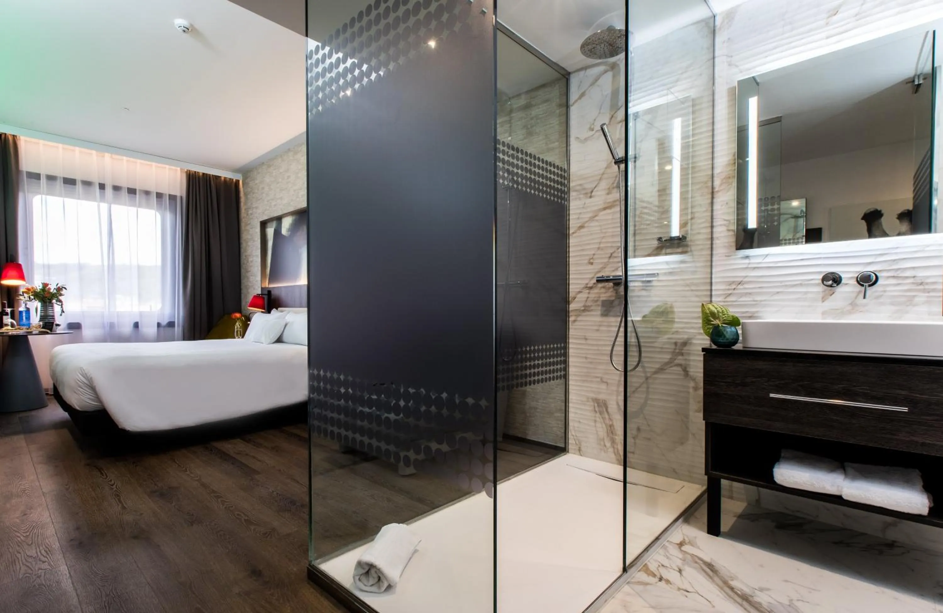 Bathroom, Bed in NYX Hotel Bilbao by Leonardo Hotels