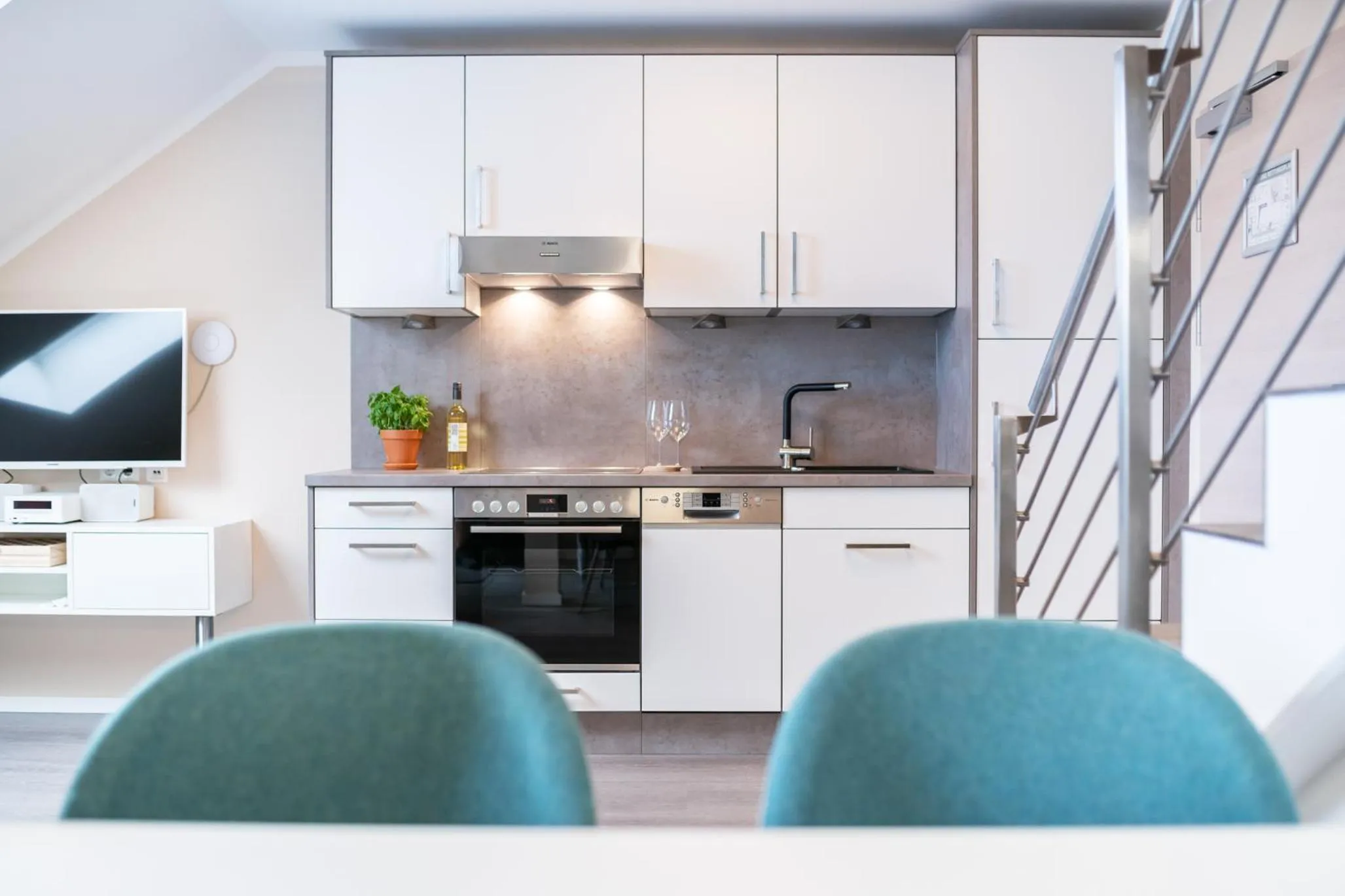 Kitchen or kitchenette in AKZENT Apartmenthotel Binz