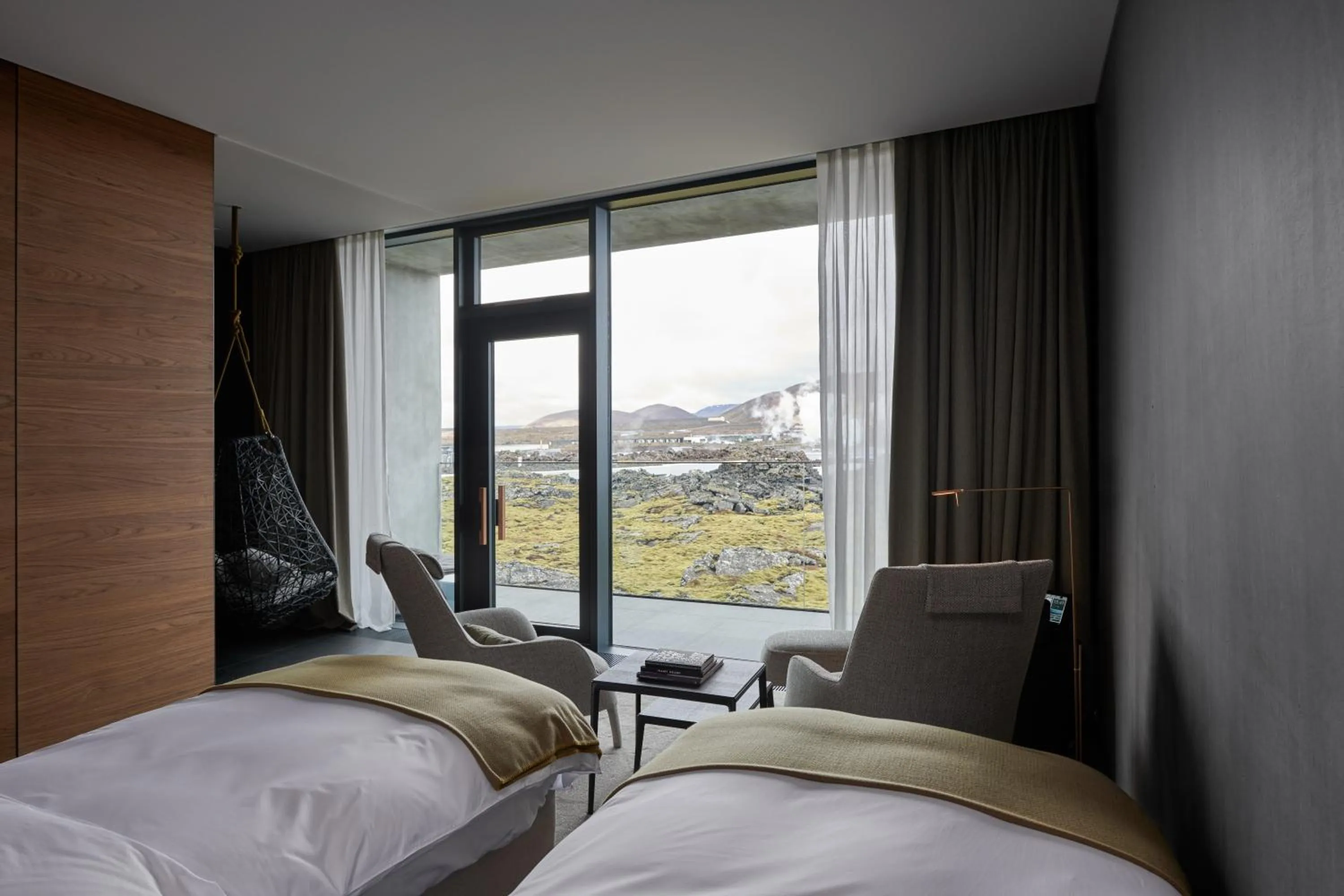 View (from property/room), Bed in The Retreat at Blue Lagoon Iceland
