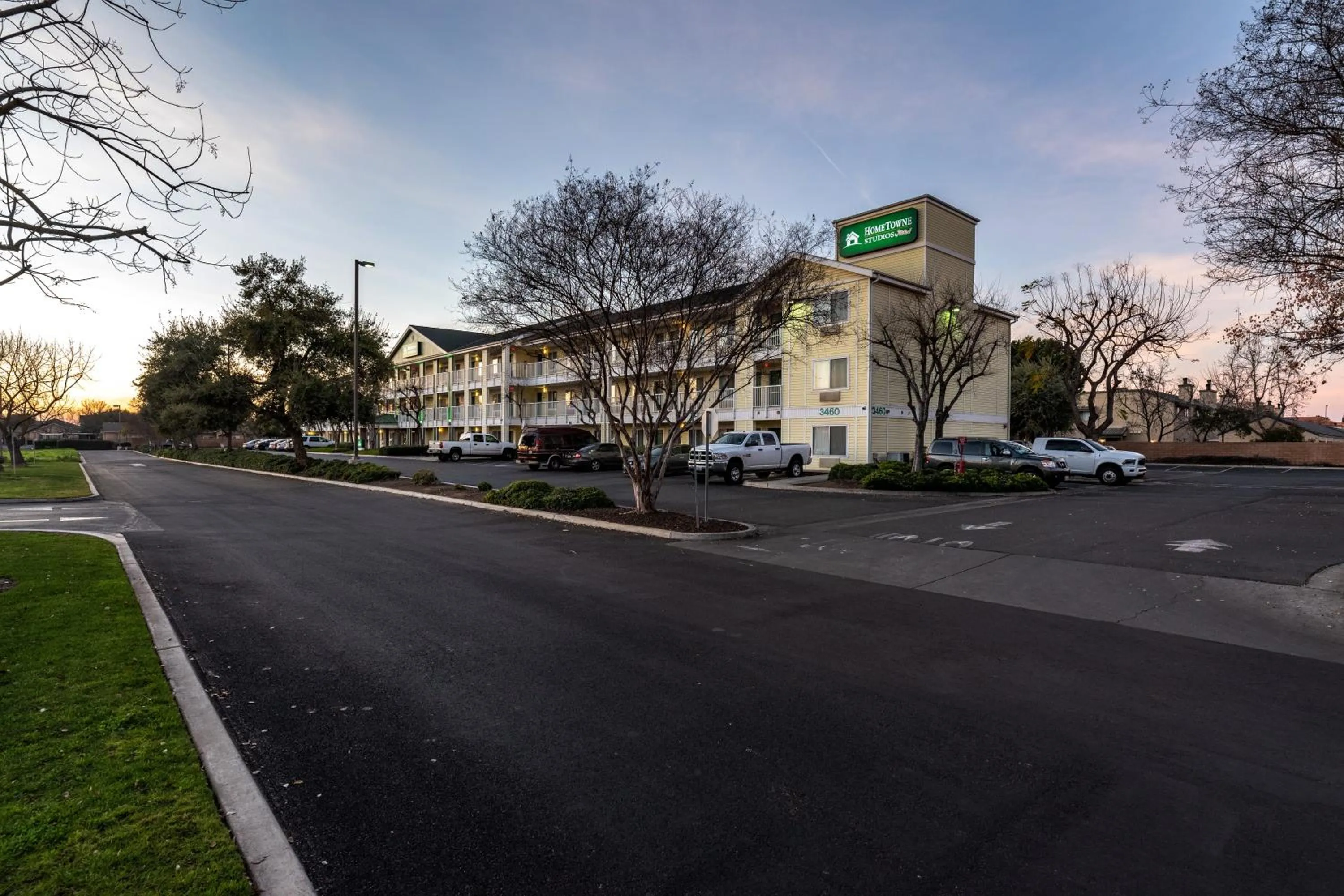 Property building in HomeTowne Studios by Red Roof Fresno - West