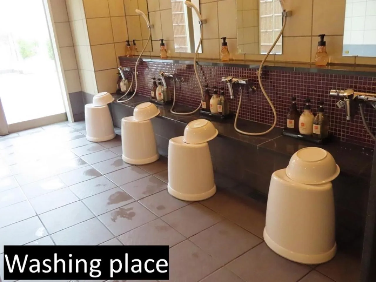 Hot Spring Bath in Ryokan with natural hot springs and okonomiyaki Miyajima-an Hiroshima