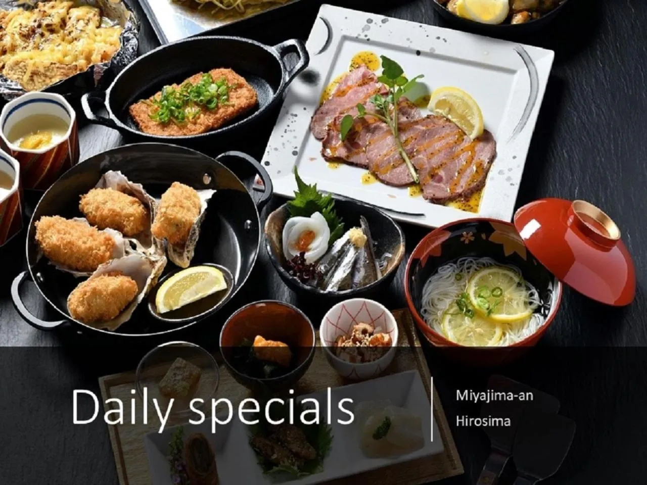 Dinner in Ryokan with natural hot springs and okonomiyaki Miyajima-an Hiroshima