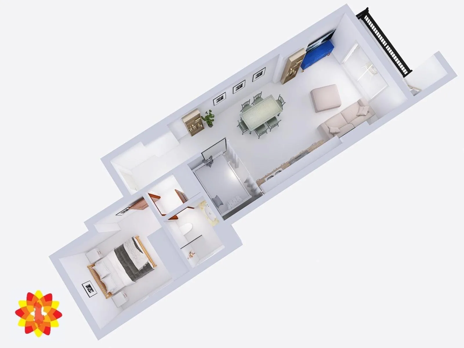 Floor plan, Bed in Sail View Boutique Apartment