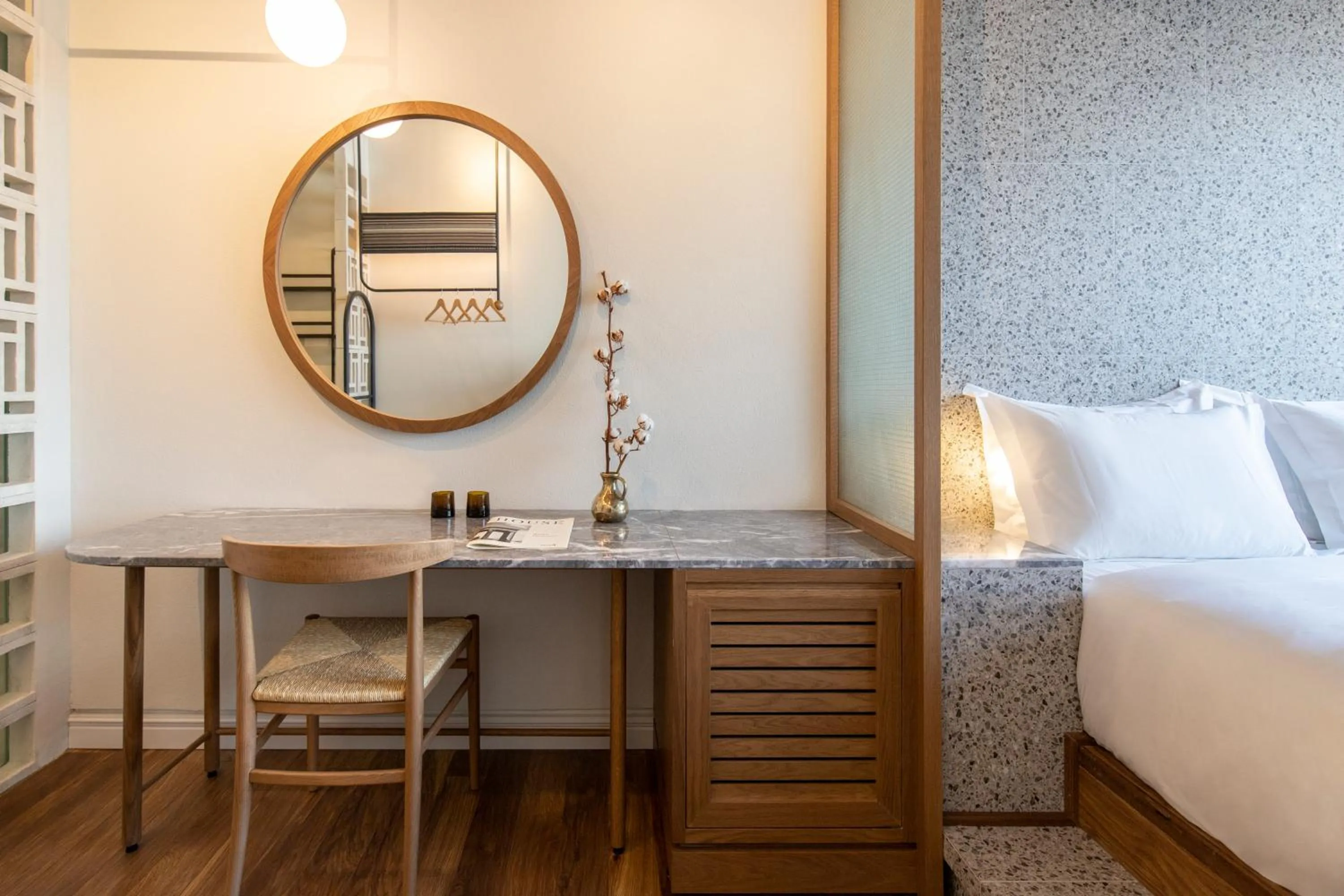 Decorative detail, Bed in Ergon House Athens