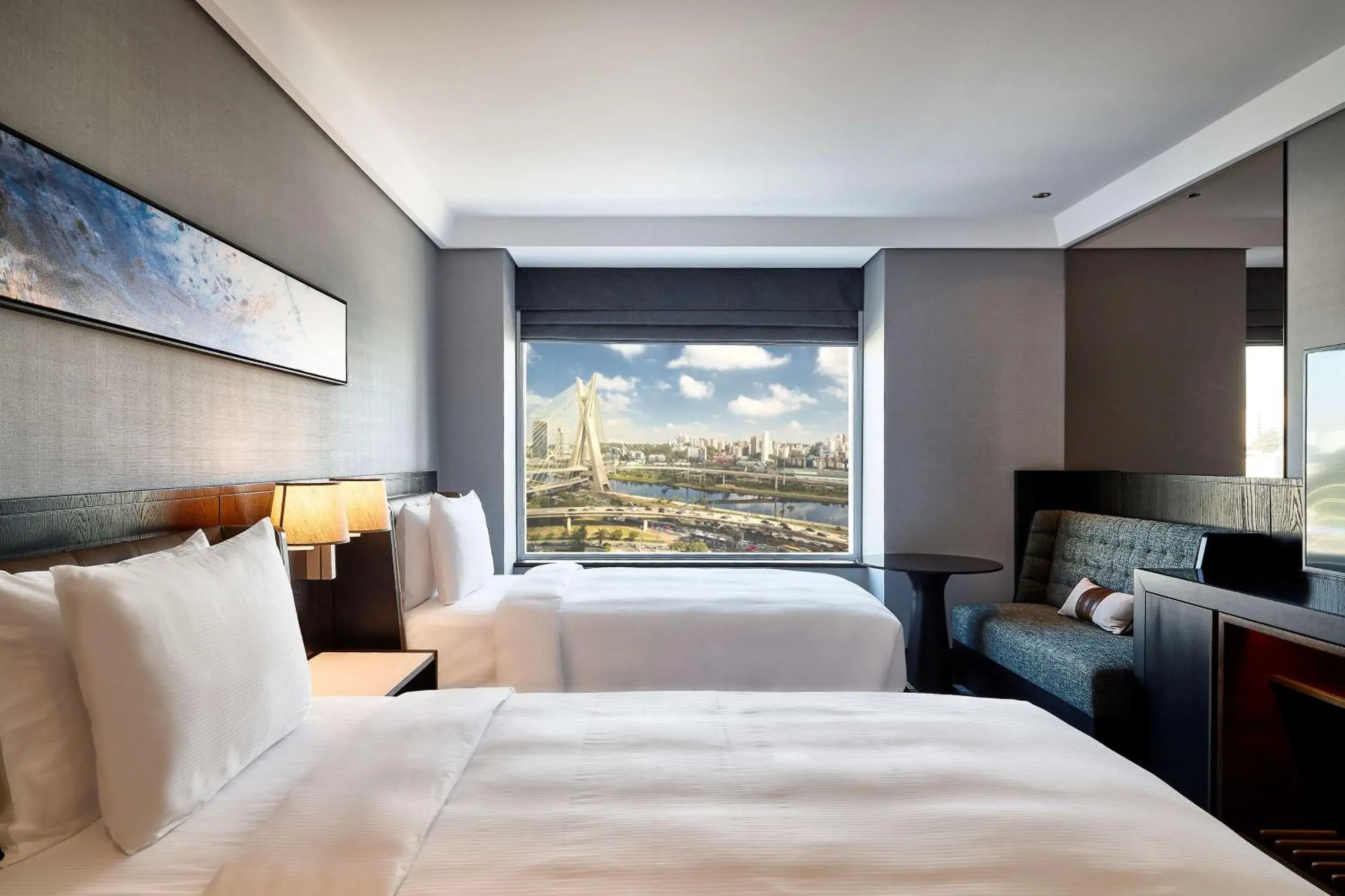 View (from property/room), Bed in Hilton Sao Paulo Morumbi View (from property/room), Bed in Hilton Sao Paulo Morumbi