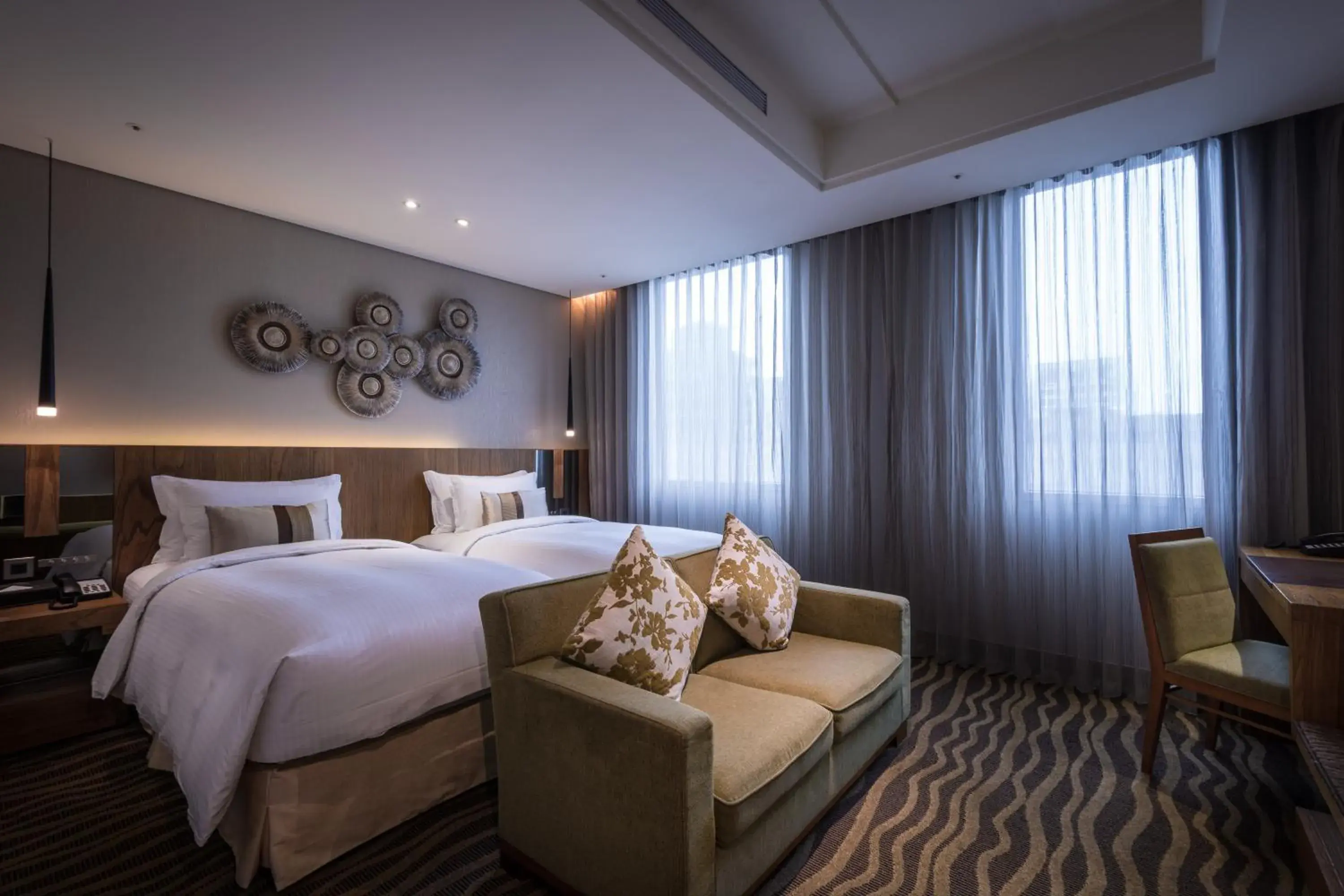 Business Twin Room with City View in Green World JianPei Business Twin Room with City View in Green World JianPei