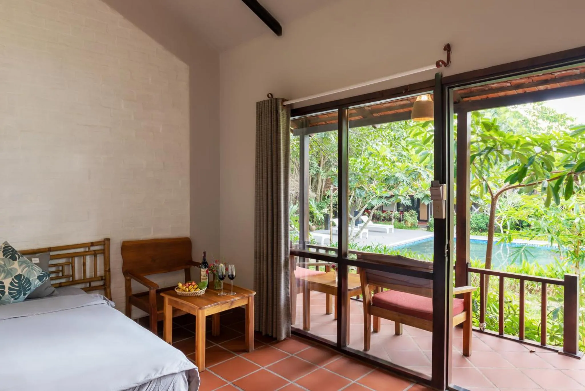 Balcony/Terrace, Bed in An Nhien Retreat Phu Quoc with Yoga Daily & Beach access