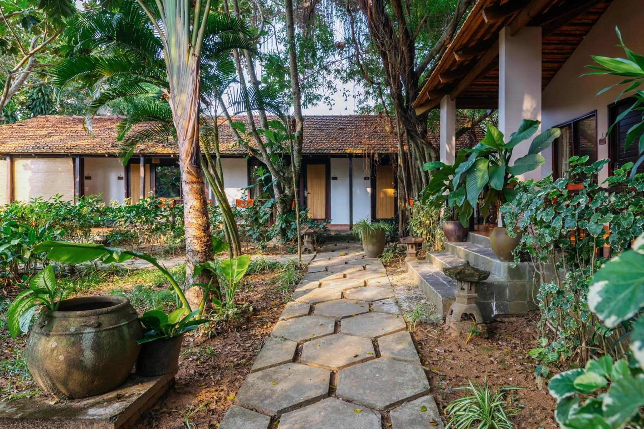 Garden in An Nhien Retreat Phu Quoc with Yoga Daily & Beach access