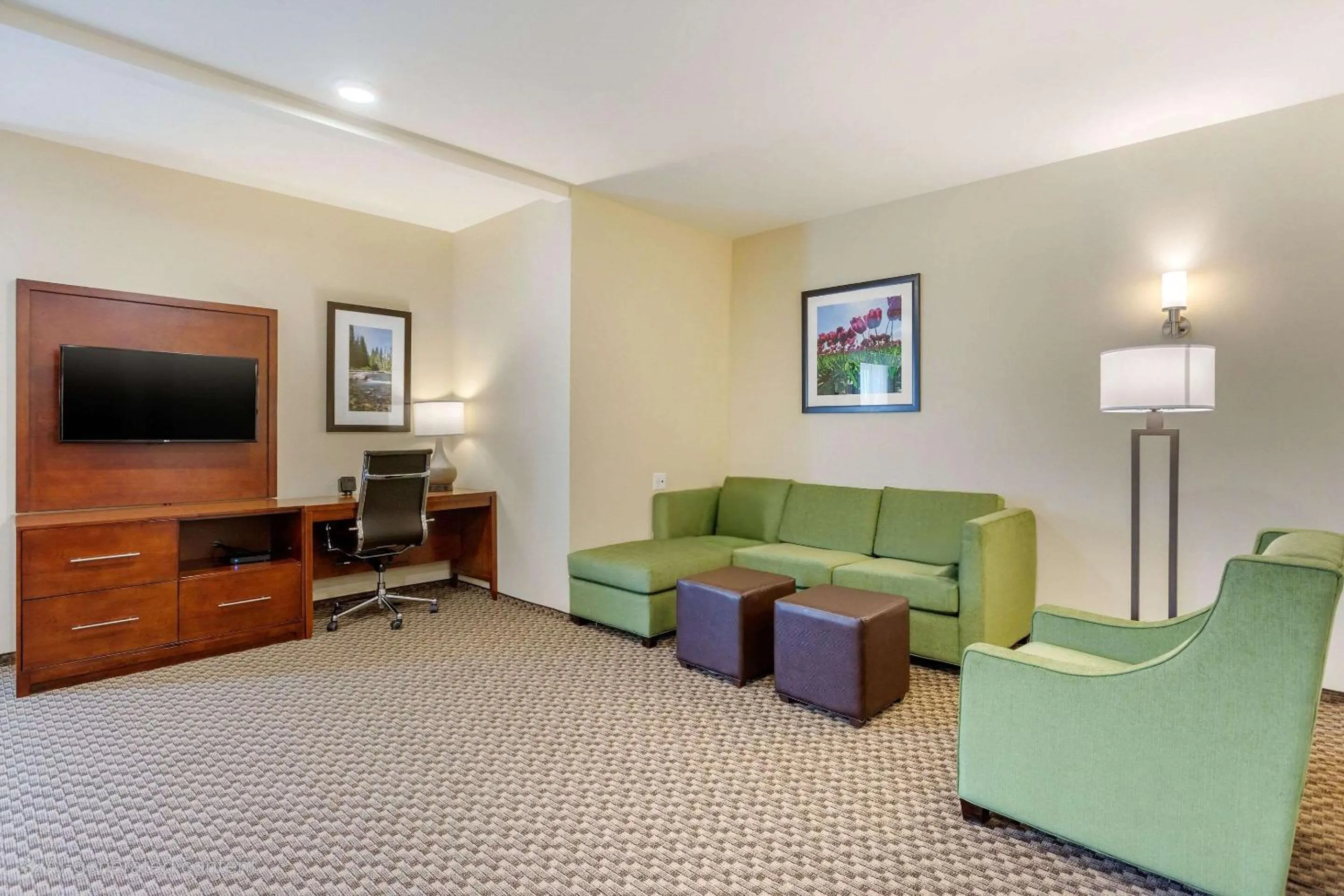 Bedroom in Comfort Suites Burlington near I-5