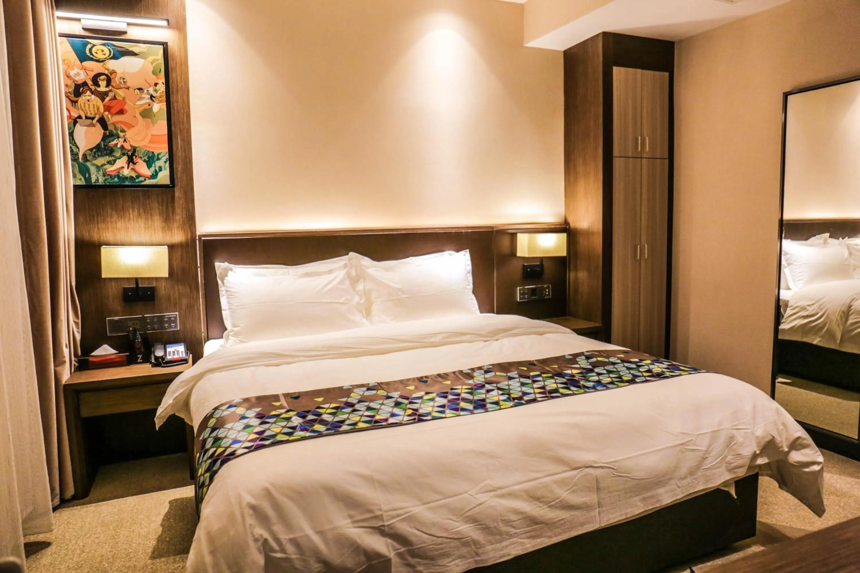 Bed in Chao Man Hotel(Guangzhou Pazhou Exhibition Center Chigang Subway Station)