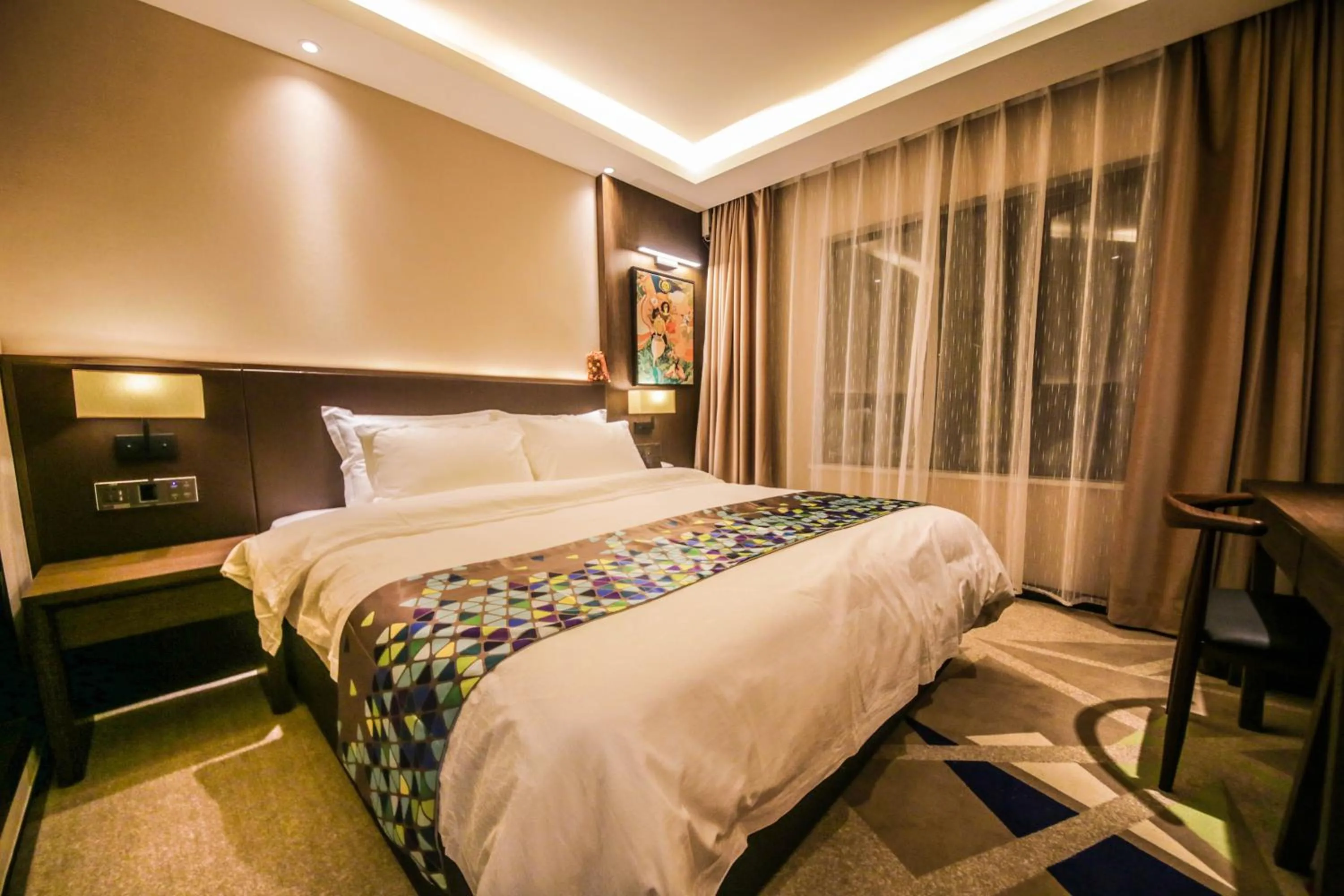 Bed in Chao Man Hotel(Guangzhou Pazhou Exhibition Center Chigang Subway Station)