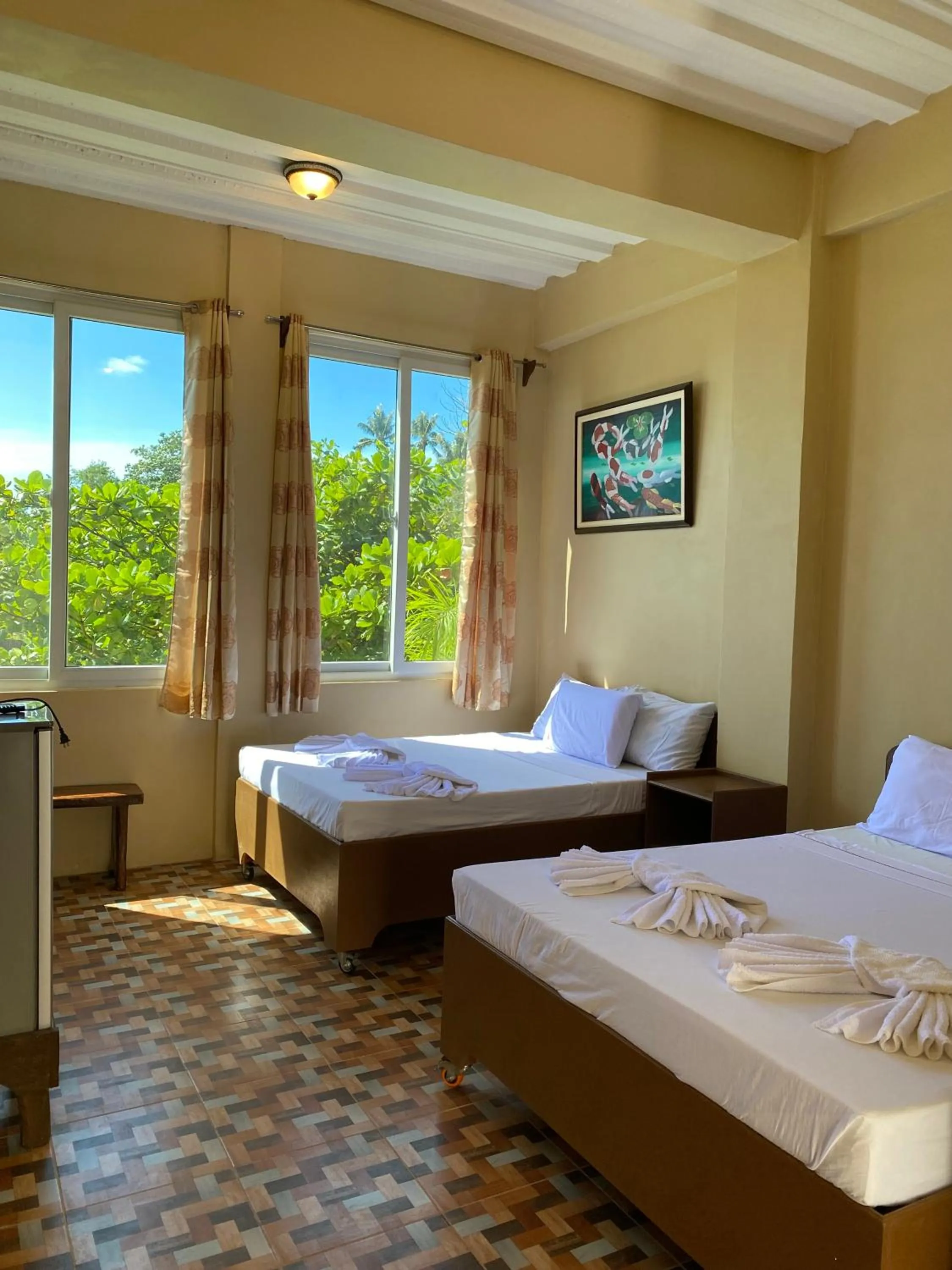 Bed in Oceanfront Beach Resort