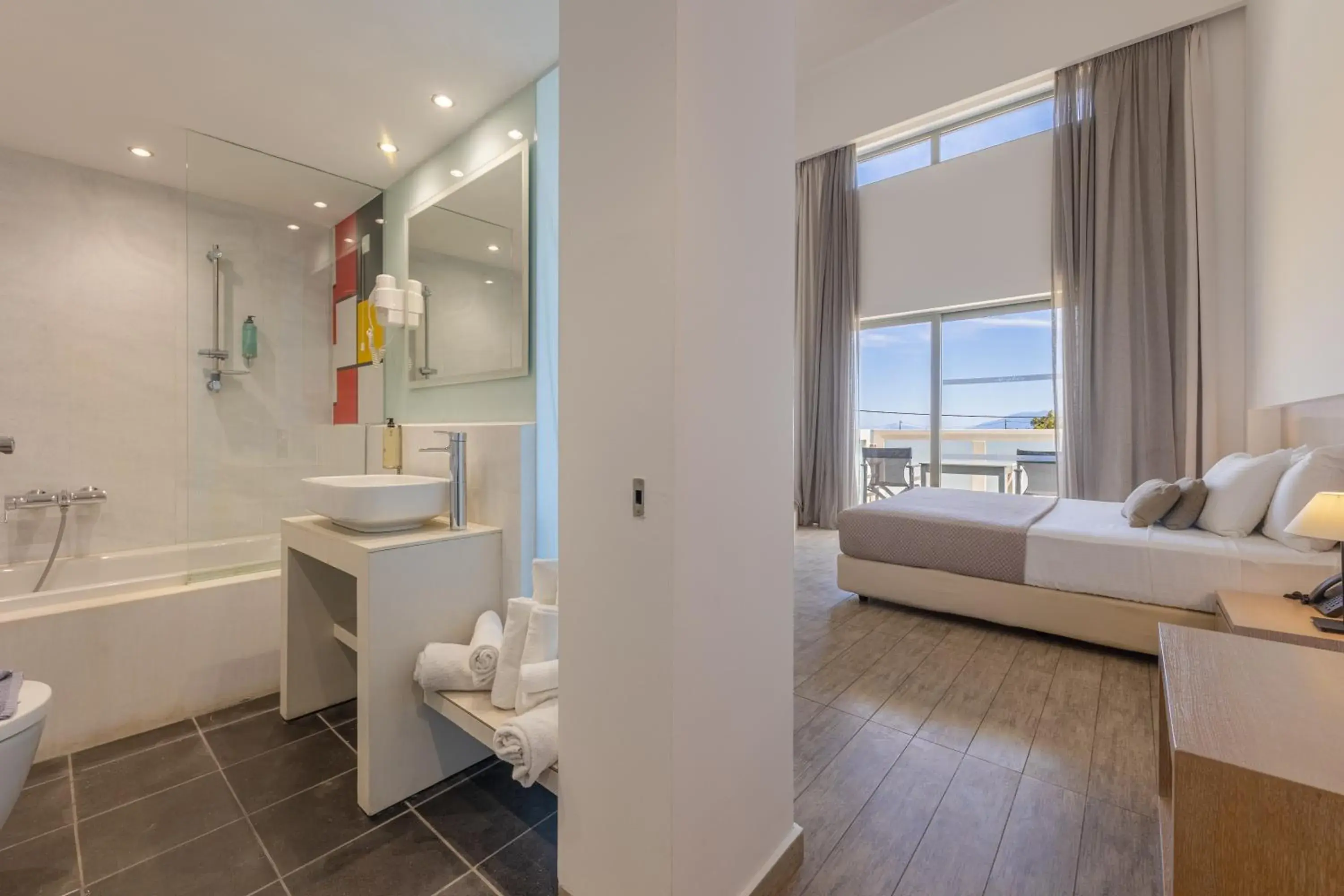 Bathroom, Bed in Akti Palace Hotel Bathroom, Bed in Akti Palace Hotel