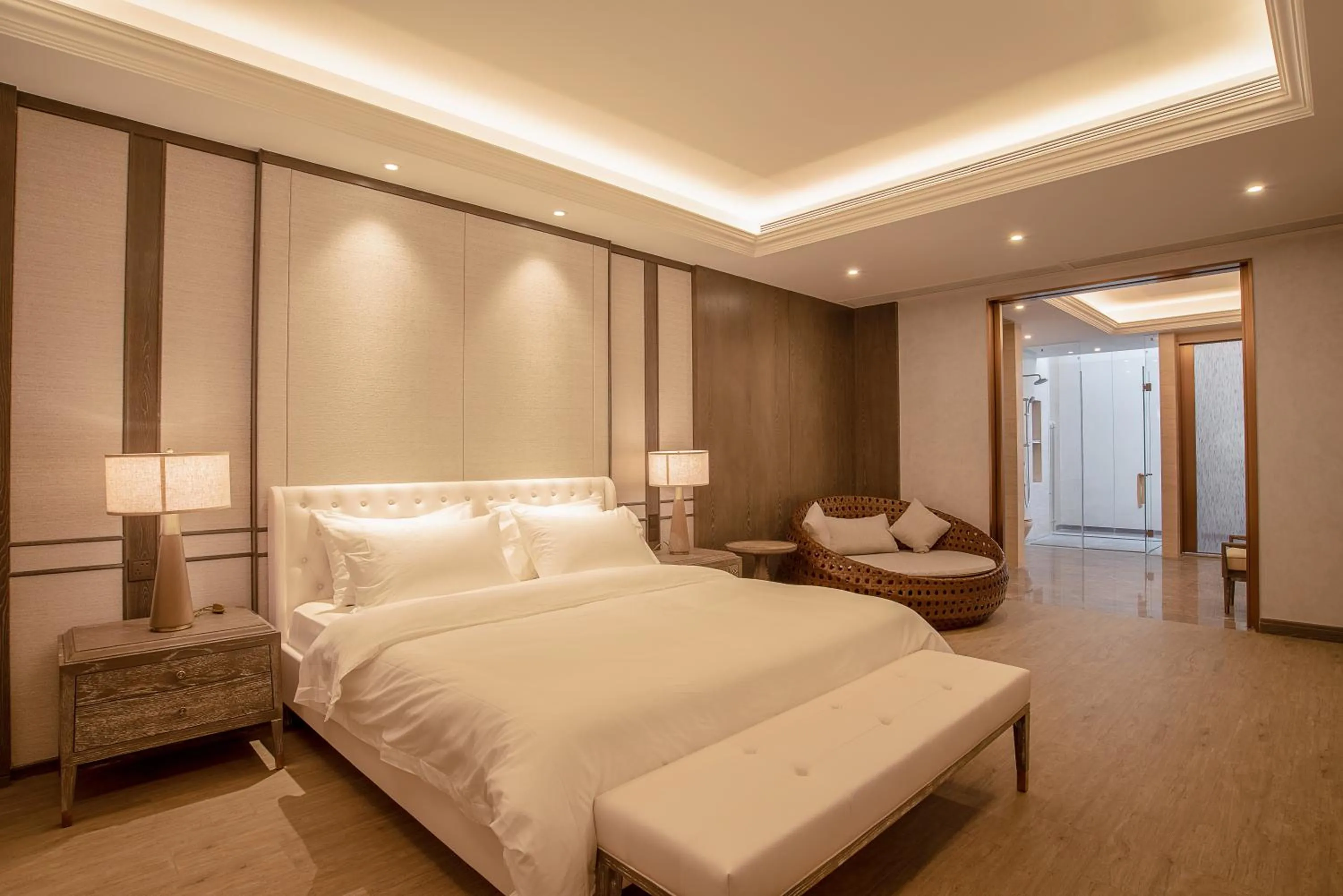 Bed in HaitangBay Loosen Coast Resort Villas