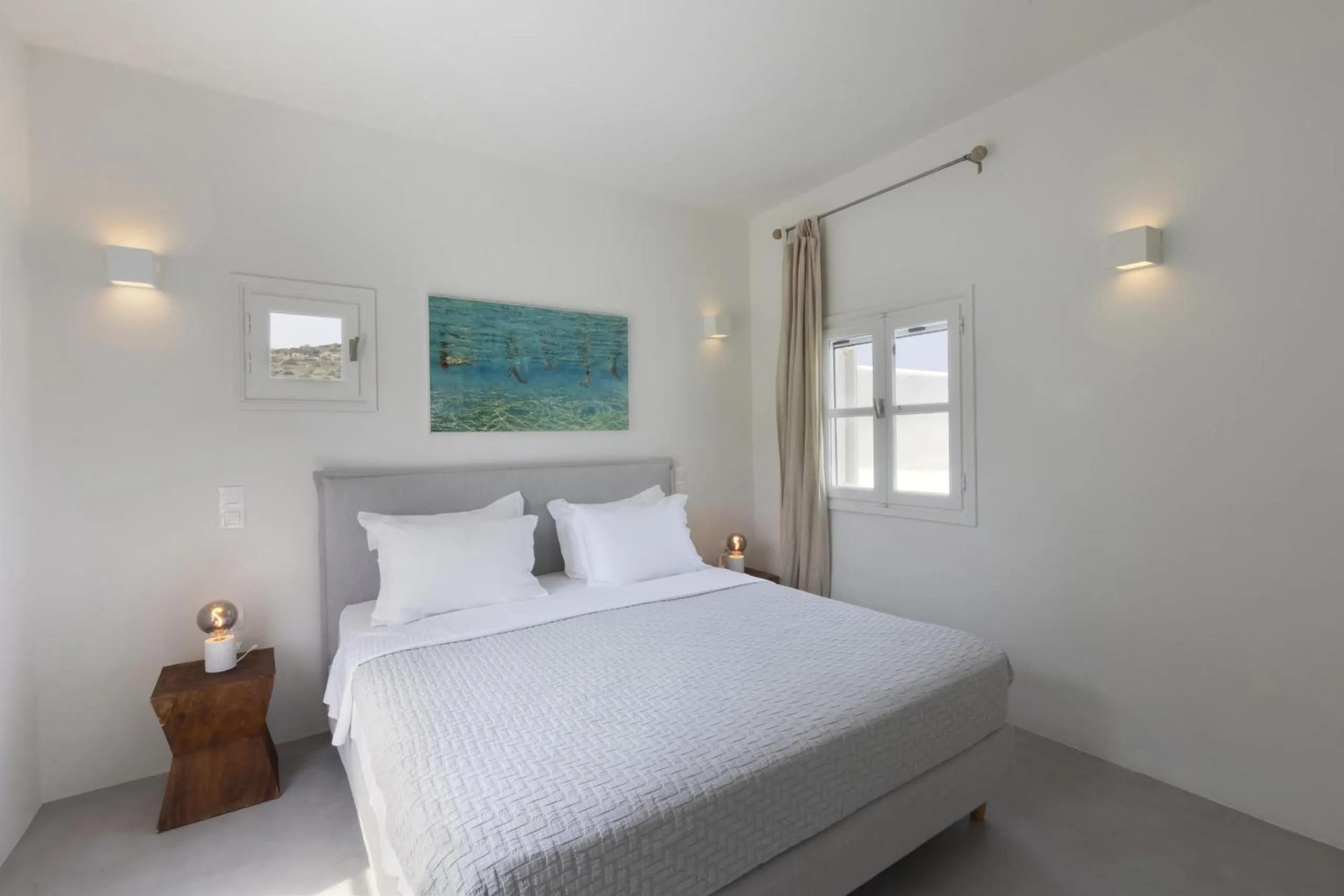 Bed in Villa Alkyoni · Beautiful 8-person Family Villa with Great Views