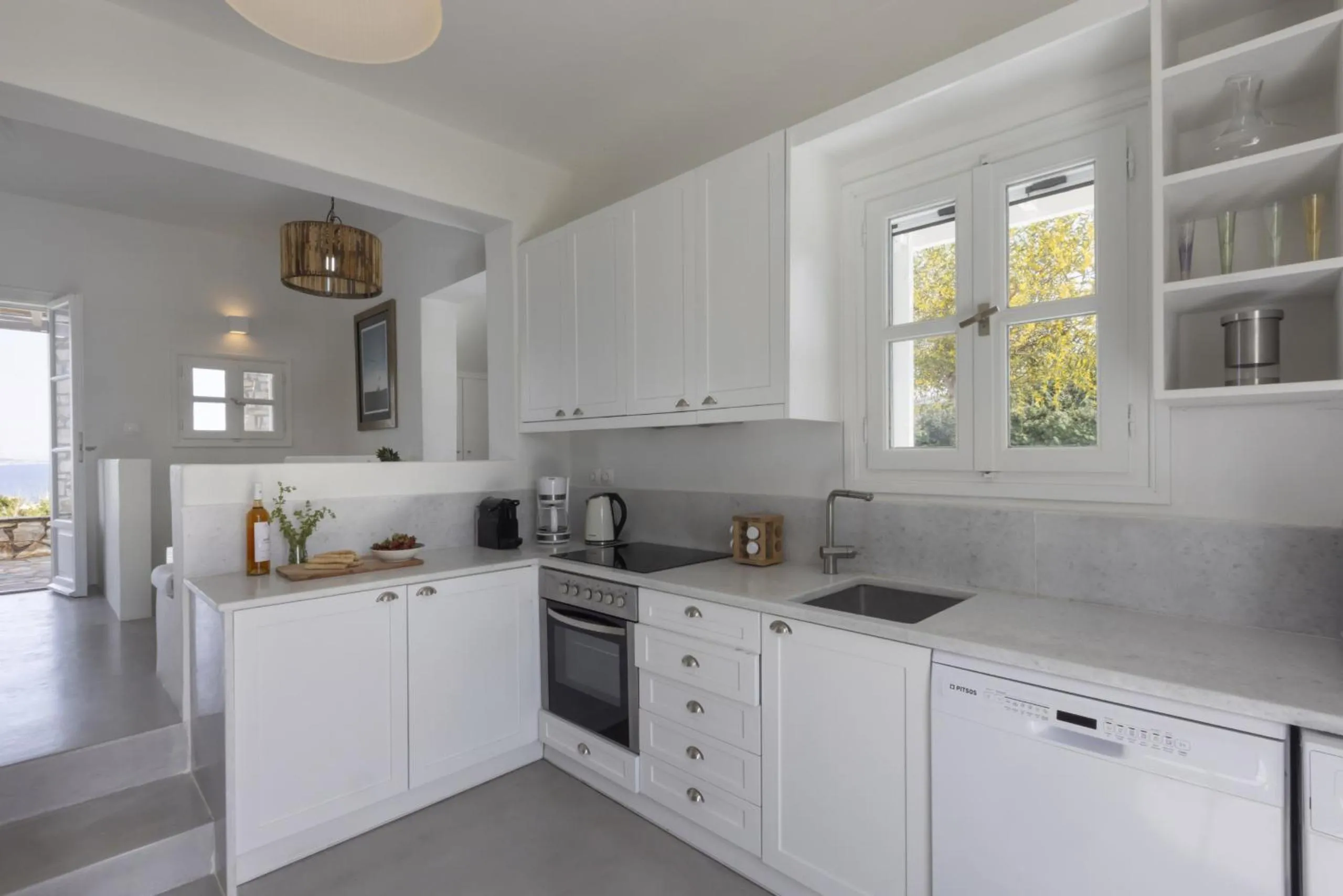 Kitchen or kitchenette in Villa Alkyoni · Beautiful 8-person Family Villa with Great Views