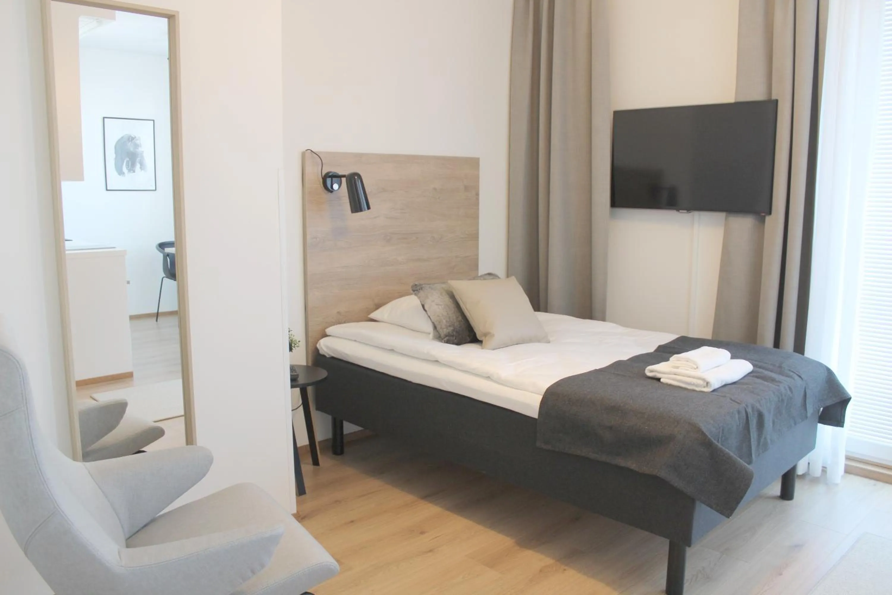 Bedroom, Bed in Forenom Serviced Apartments Rovaniemi Valtakatu