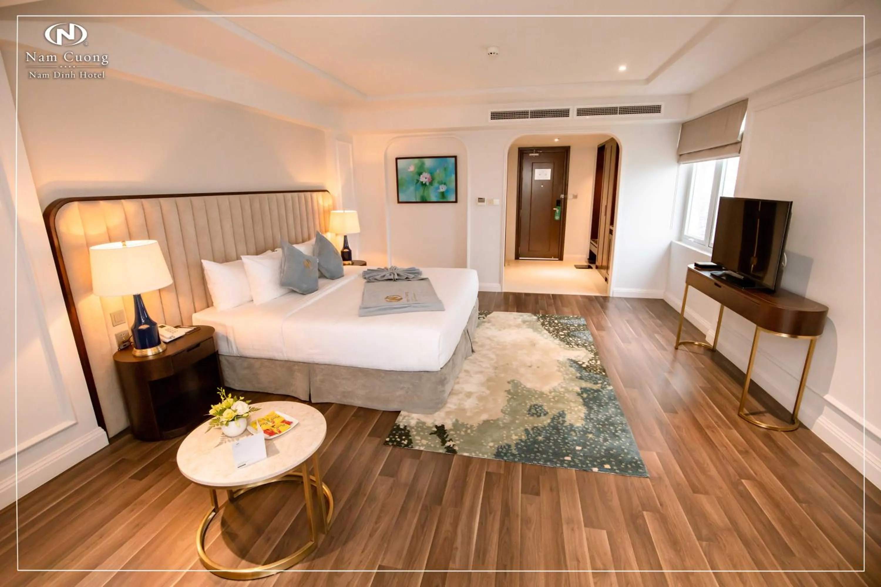 Bed in Nam Cuong Nam Dinh Hotel