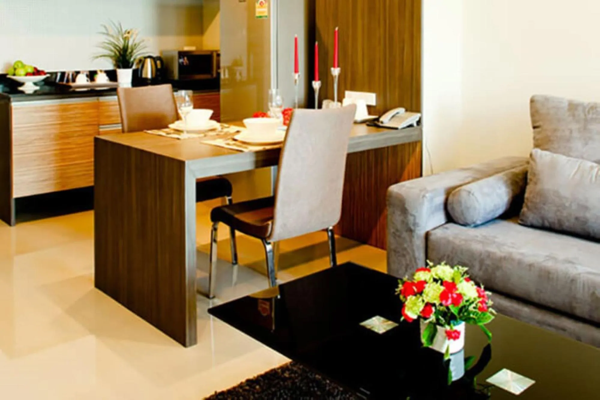 Kitchen or kitchenette in Crystal Suites Suvarnbhumi Airport