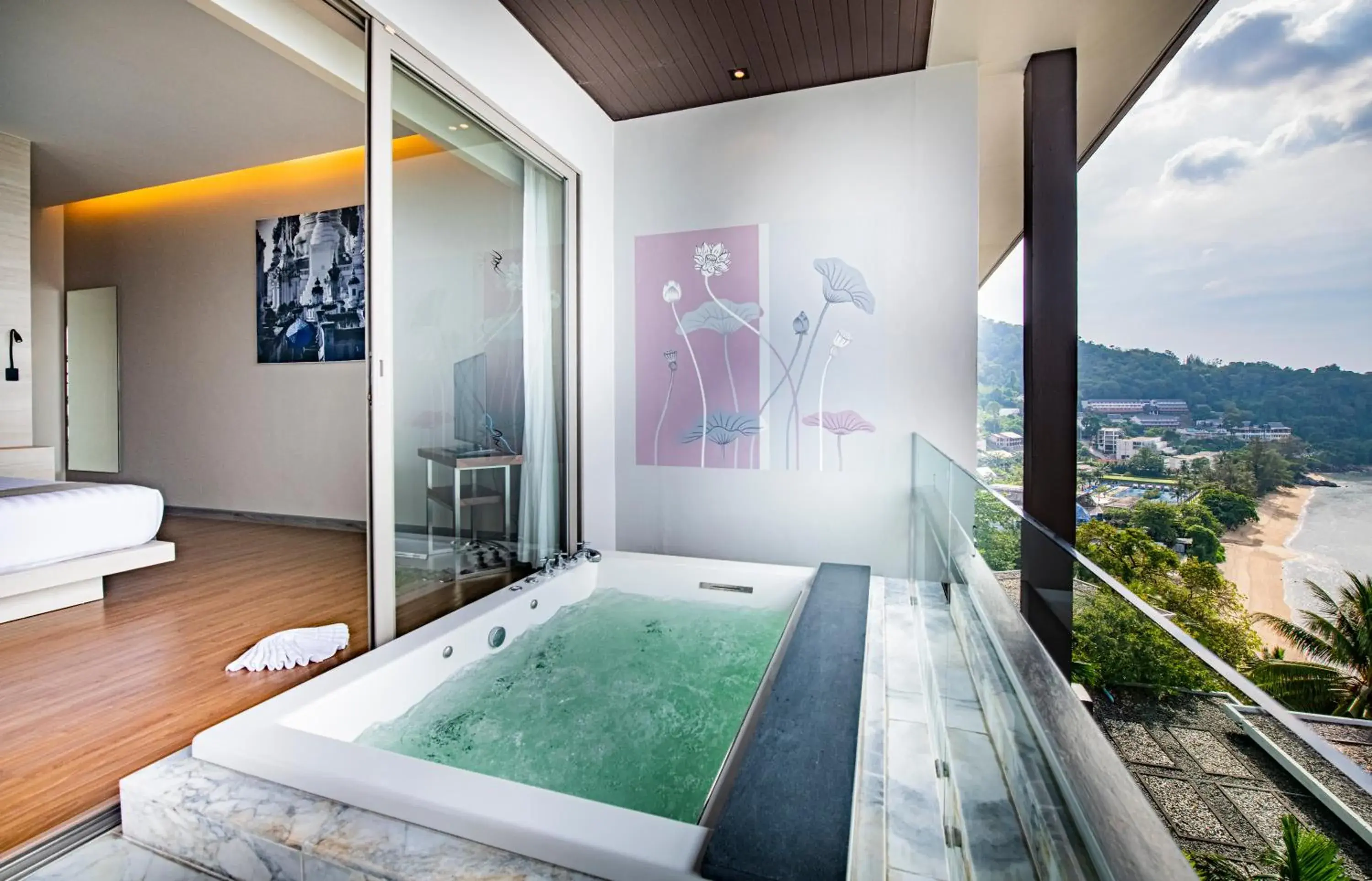 Balcony/Terrace, Bed in Cape Sienna Phuket Gourmet Hotel & Villas - SHA Extra Plus Balcony/Terrace, Bed in Cape Sienna Phuket Gourmet Hotel & Villas - SHA Extra Plus