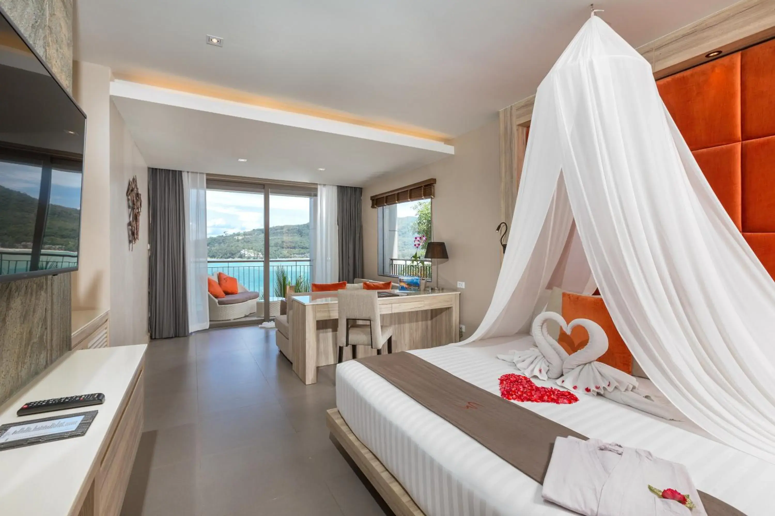 Seating area, Bed in Cape Sienna Phuket Gourmet Hotel & Villas - SHA Extra Plus Seating area, Bed in Cape Sienna Phuket Gourmet Hotel & Villas - SHA Extra Plus