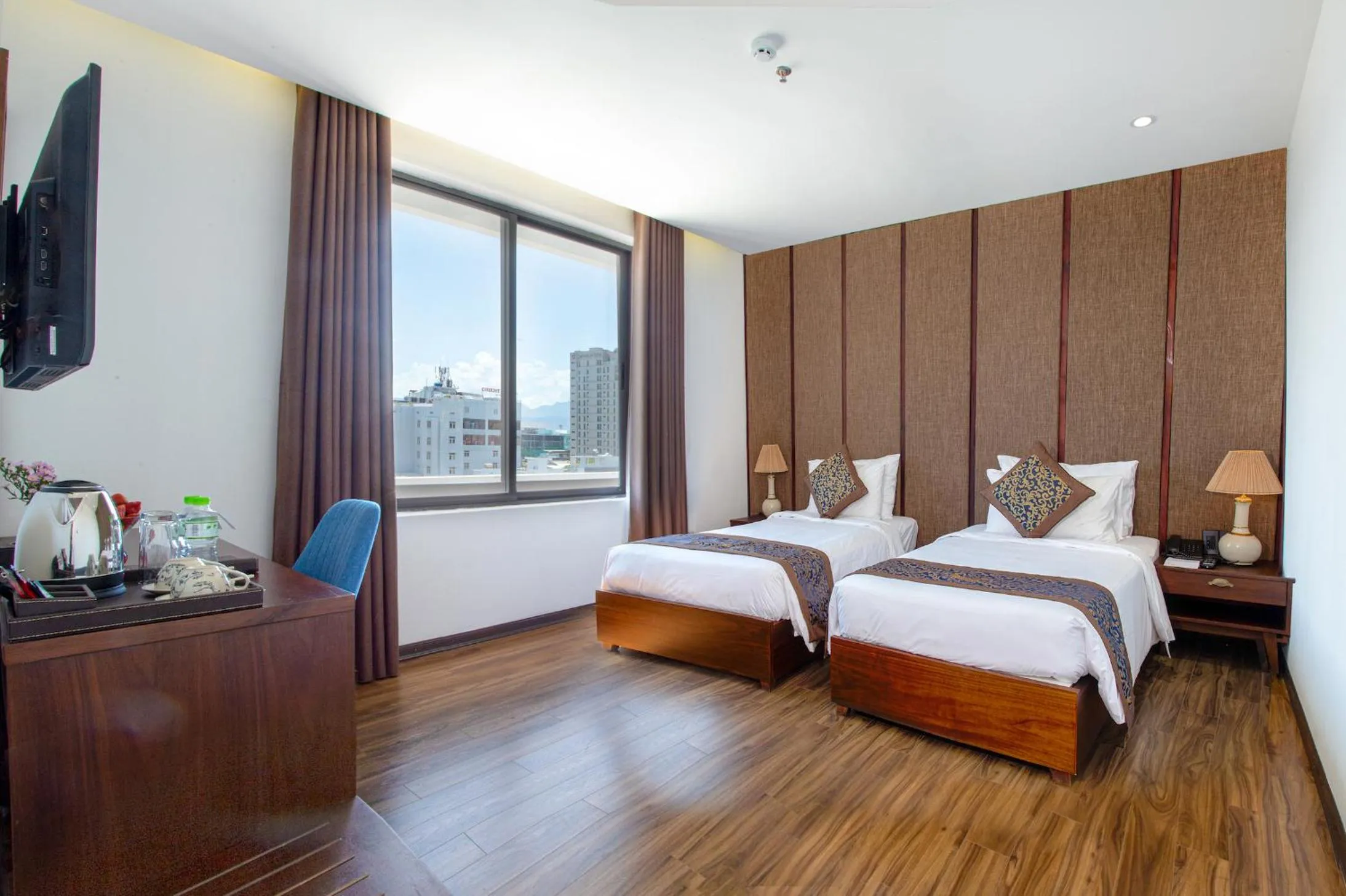 View (from property/room), Bed in Dong Duong Hotel & Suites - City Central - Afternoon Tea Inclusive