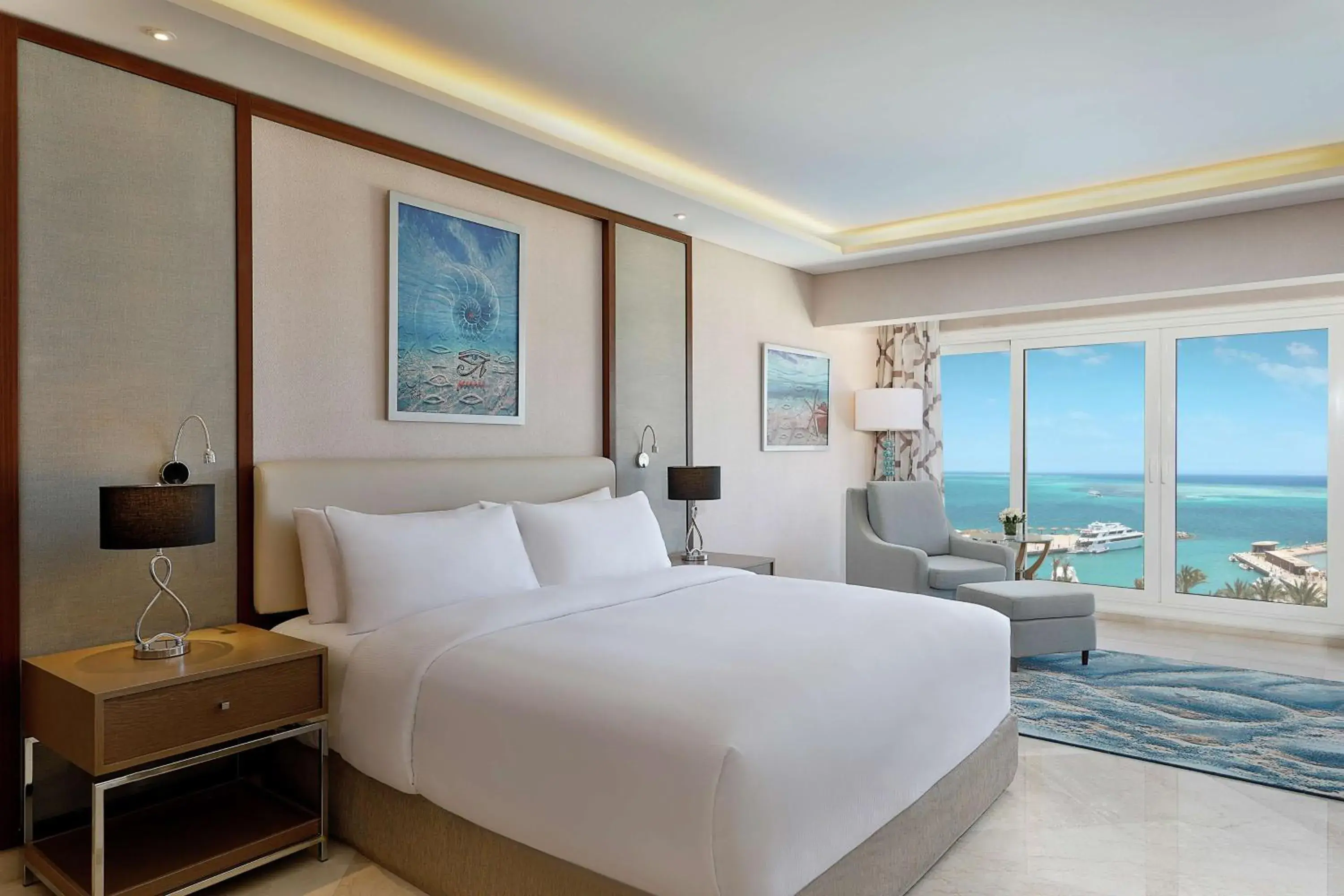 View (from property/room), Bed in Hilton Hurghada Plaza Hotel View (from property/room), Bed in Hilton Hurghada Plaza Hotel