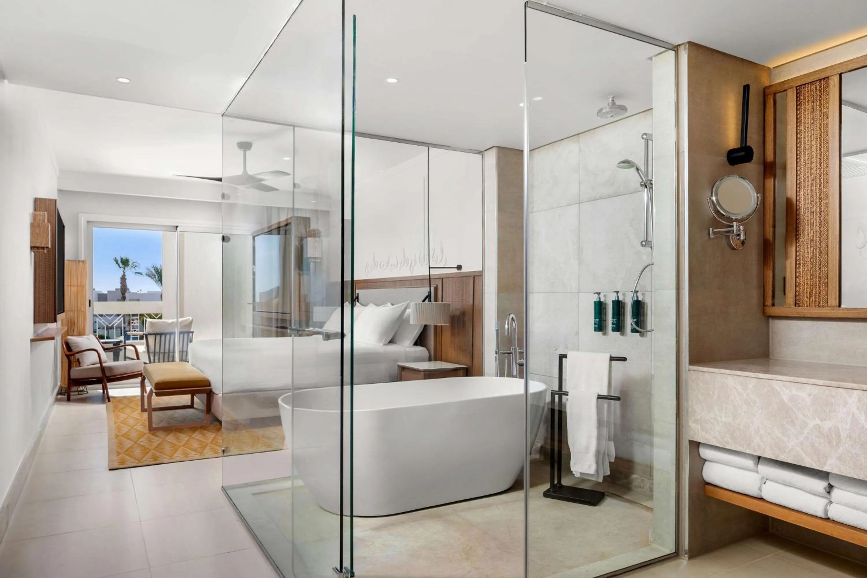 Bathroom, Bed in DoubleTree by Hilton Sharks Bay Resort