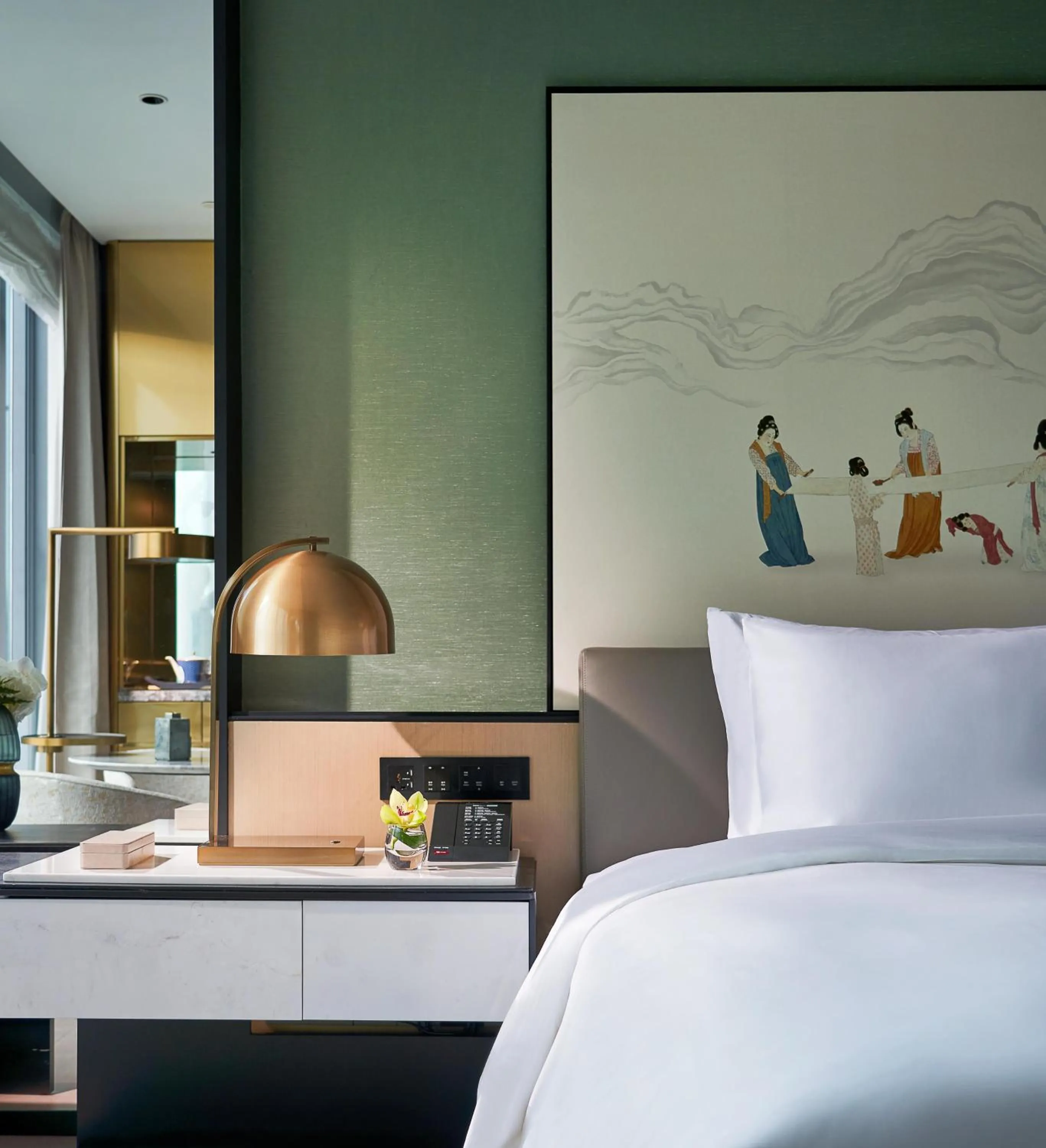 Bedroom, Bed in Kempinski Hotel Hangzhou - Beside the Grand Canal, connected to refined lifestyle