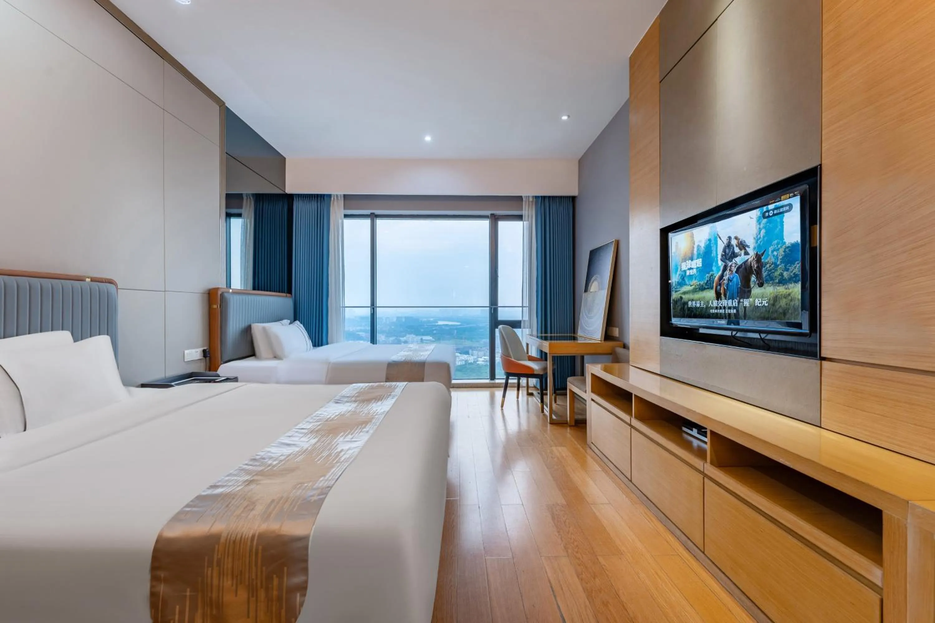 Bedroom, Bed in Yicheng Pazhou Poly World Trade Centre Apartment