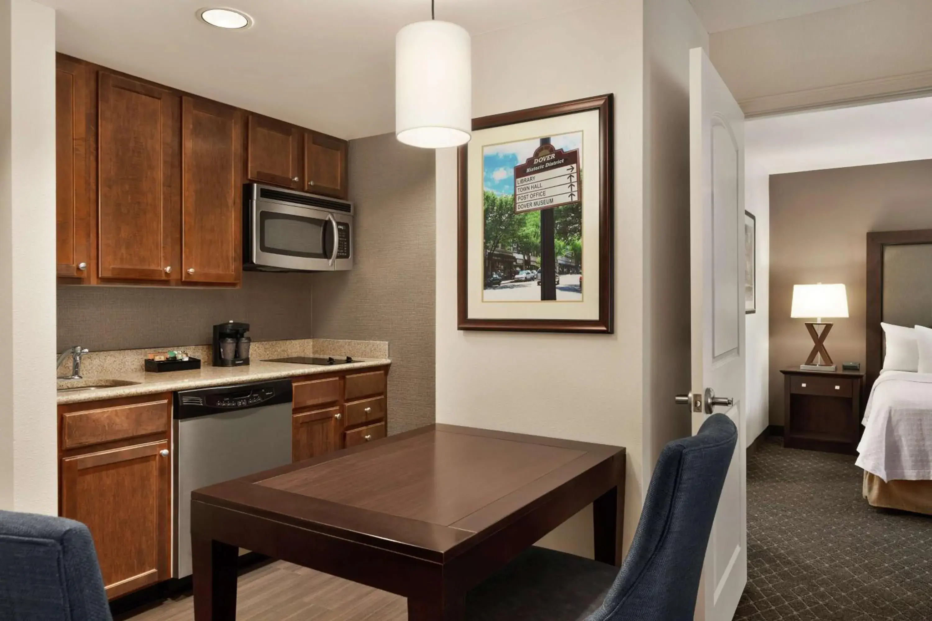 Kitchen or kitchenette, Bed in Homewood Suites by Hilton Dover - Rockaway Kitchen or kitchenette, Bed in Homewood Suites by Hilton Dover - Rockaway