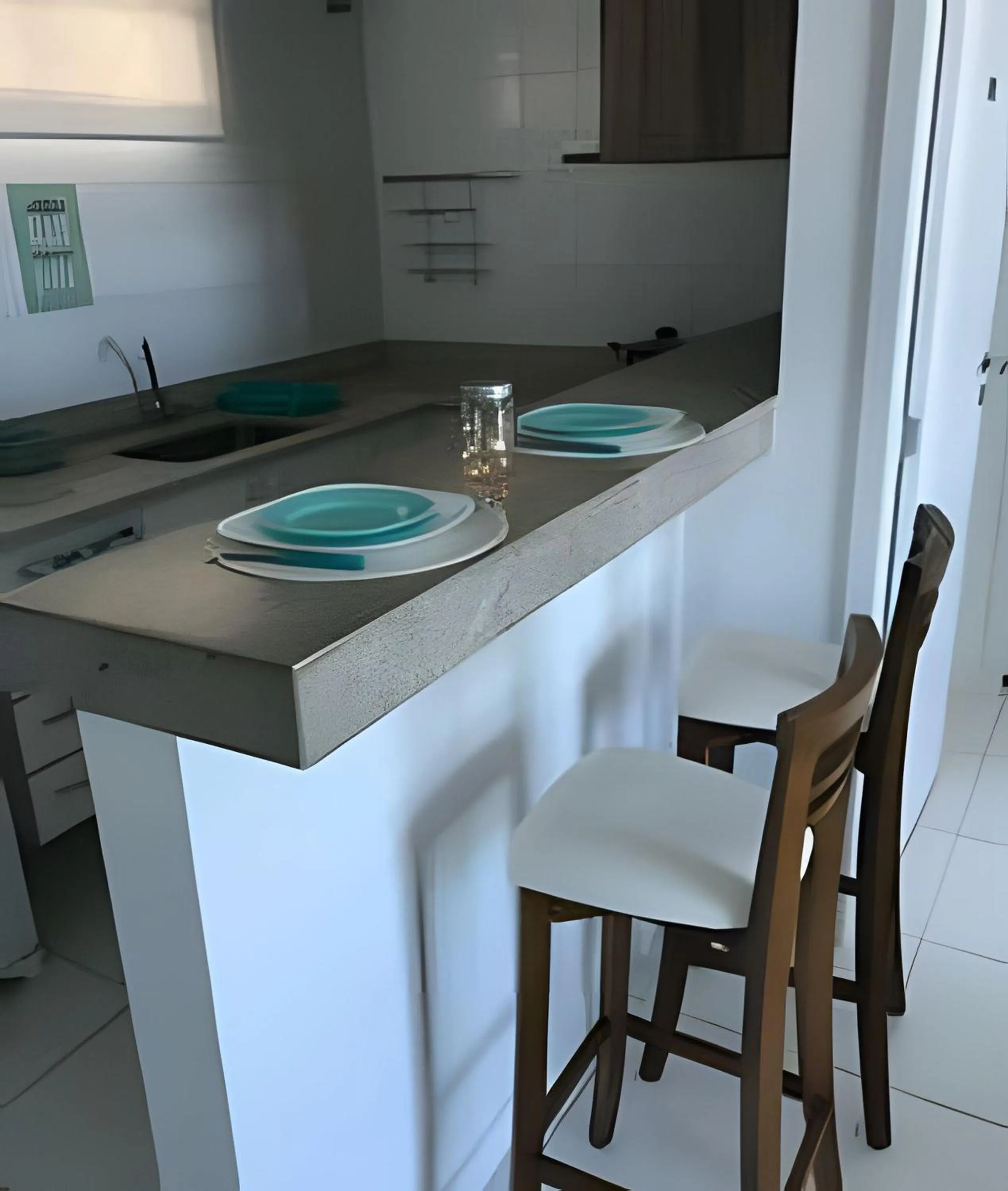 Kitchen or kitchenette in Flat Mandai Cabo Frio