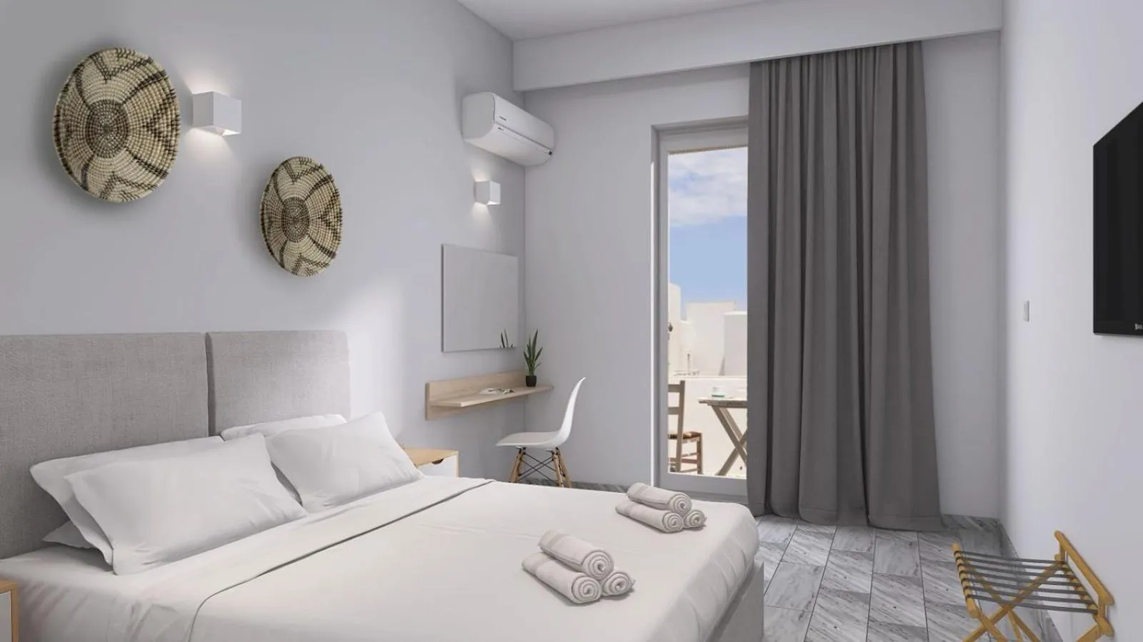 View (from property/room), Bed in Polos Hotel Paros