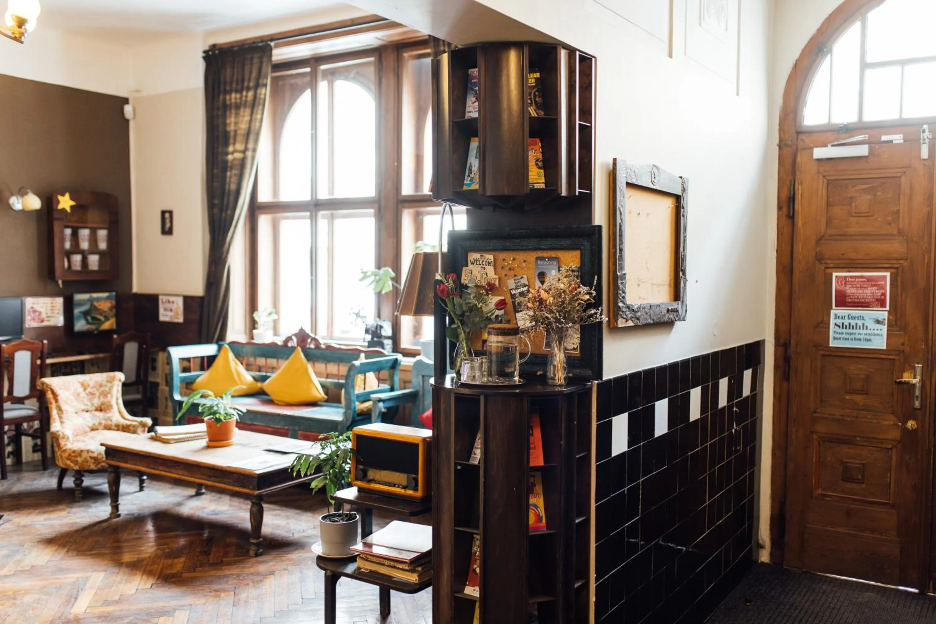 Lobby or reception in Sir Toby's Hostel