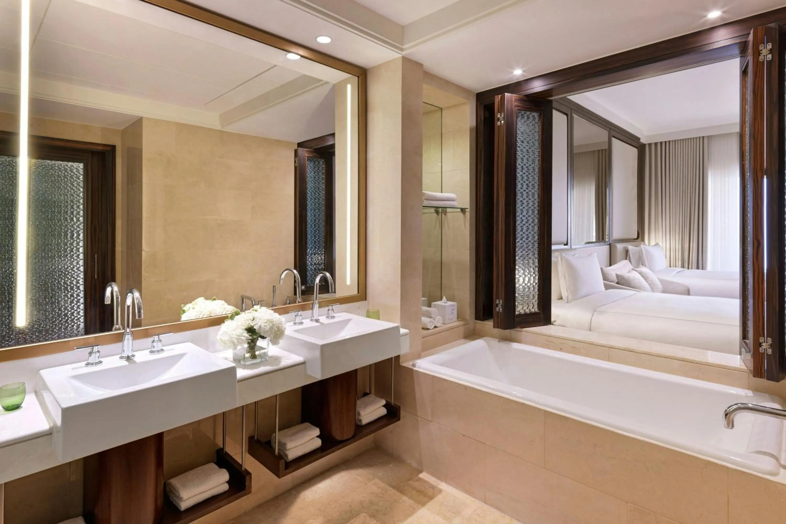 Bathroom, Bed in The Ritz-Carlton Abu Dhabi, Grand Canal