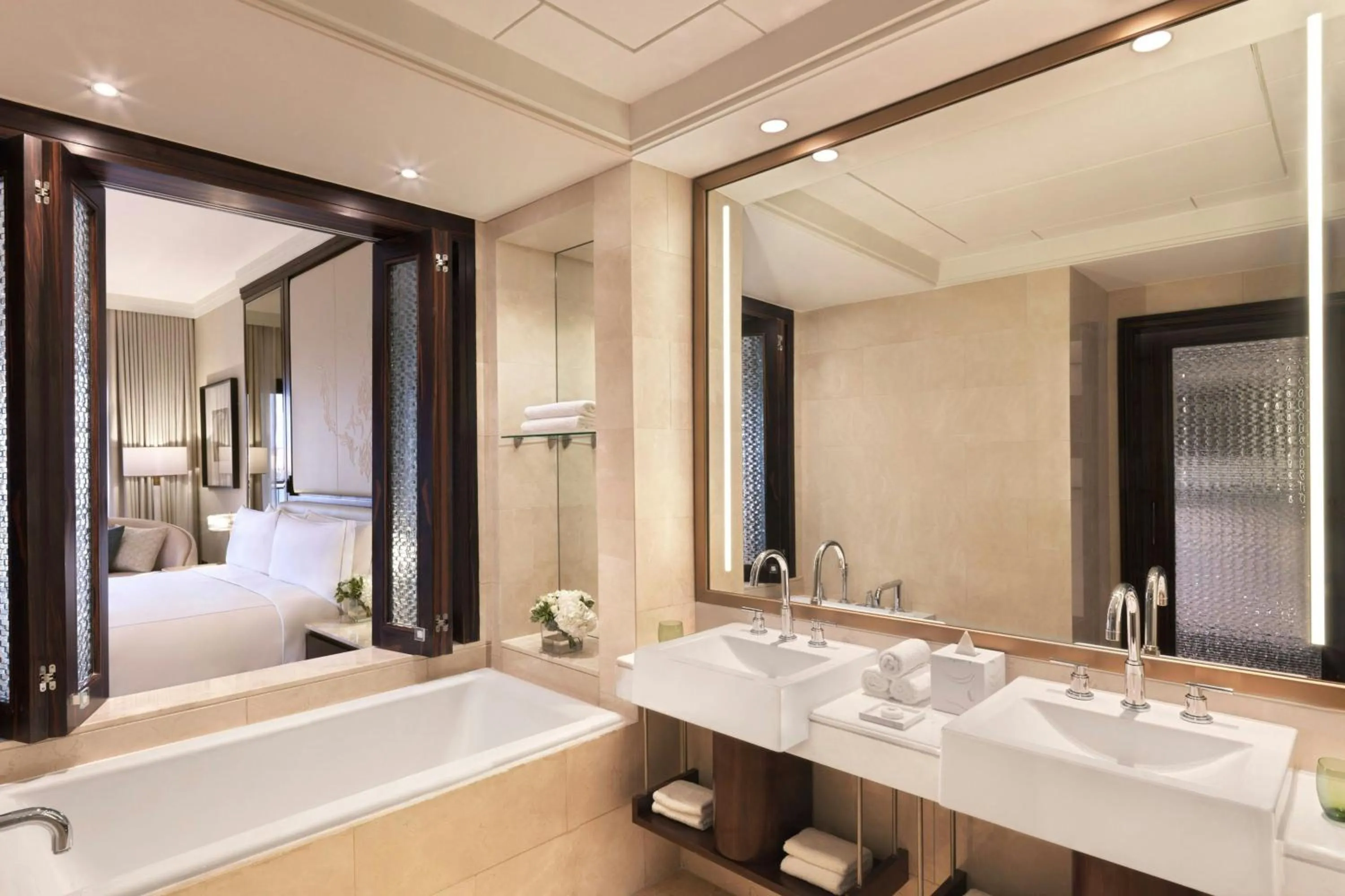 Bathroom, Bed in The Ritz-Carlton Abu Dhabi, Grand Canal