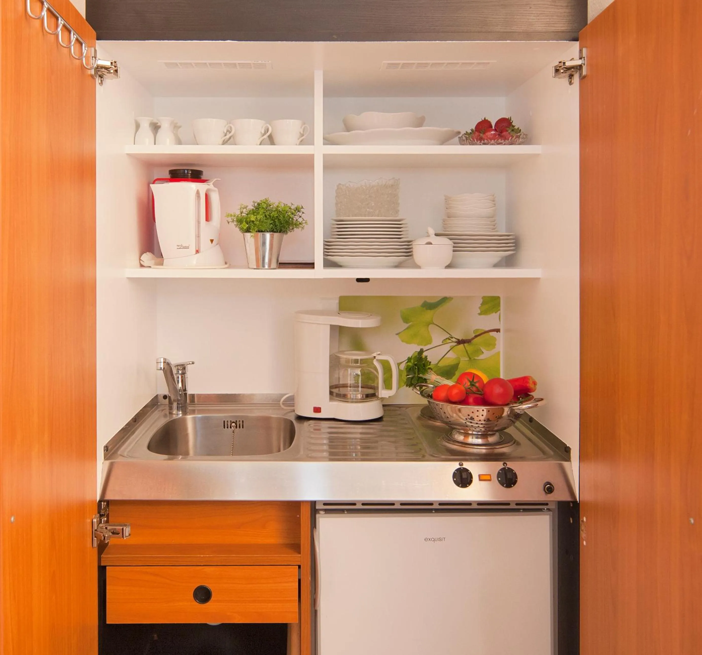 Kitchen or kitchenette in Aparthotel Tropenhaus Bansin